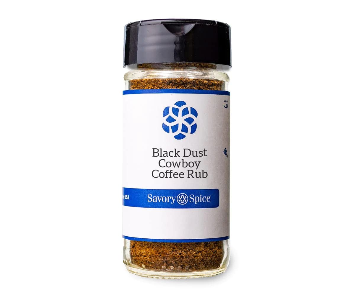 Savory Spice Black Dust Cowboy Coffee Rub - Premium Coffee-Based Steak Seasoning for Grilling, Smoking & BBQ | All-Natural Beef Rub for Ribs, Brisket & Burgers (Medium Jar, 2.1oz) - Perfect for Backyard Cookouts, Camping Trips & Tailgating Parties