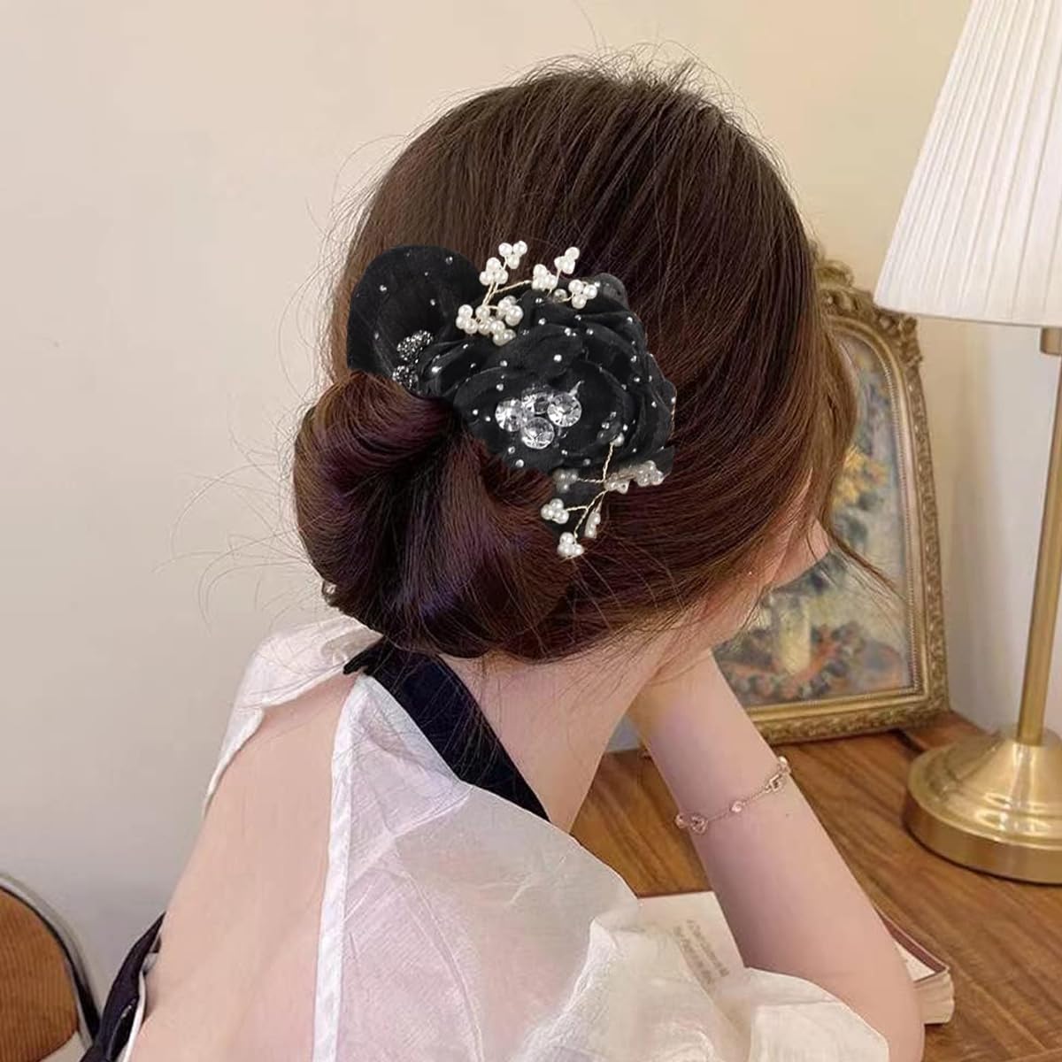 Venzina Magic Hair Bun Maker for Women & Girls - Flawless French Hair Bun Clips with Elegant Floral Pearl Design | Perfect for Weddings, Prom, Mother's Day Gifts & Everyday Hairstyles