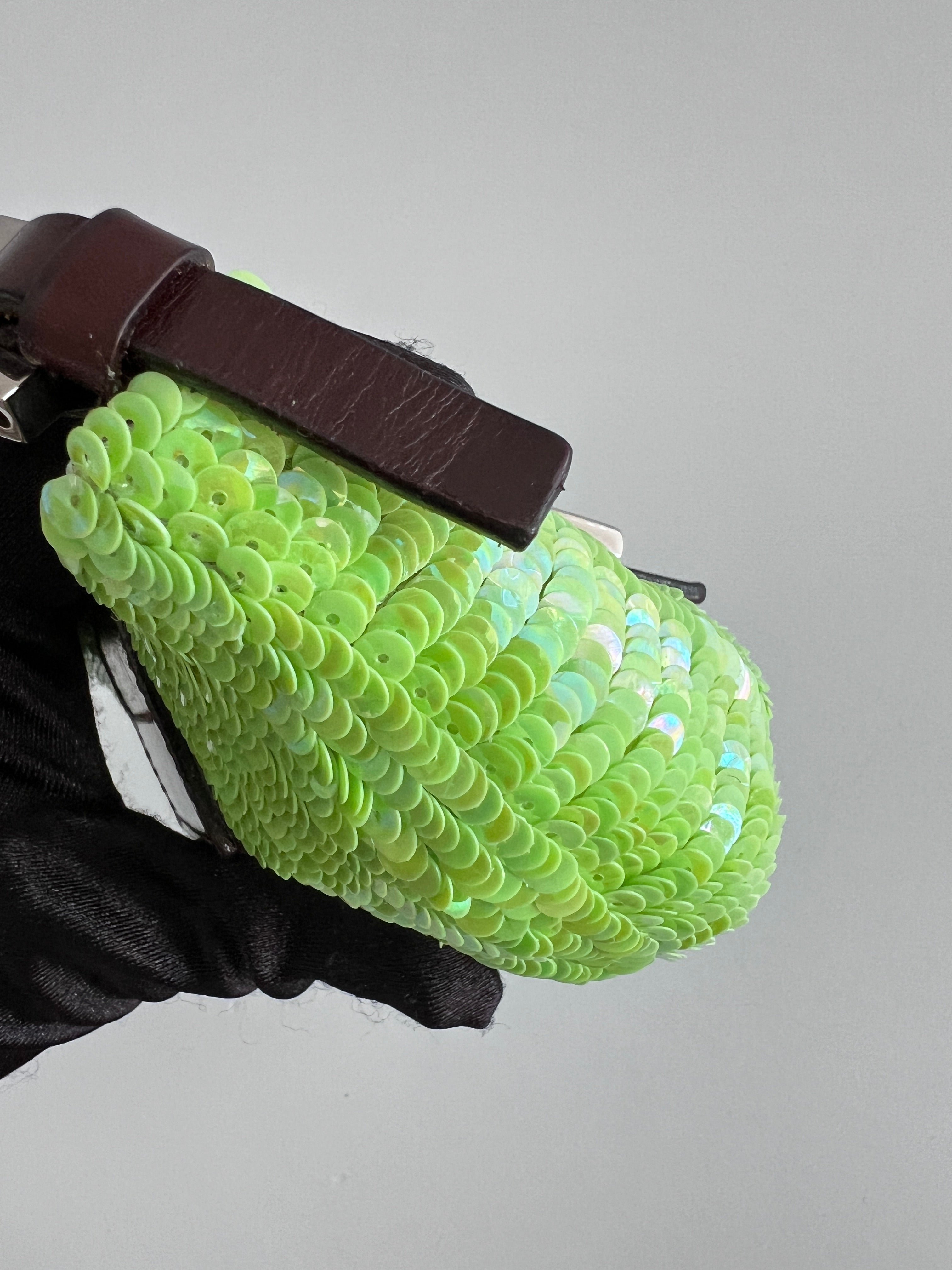 Vintage Neon Green Small Sequin Croissant Bag - Stylish Crossbody Purse for Women, Perfect for Parties, Night Out & Special Occasions
