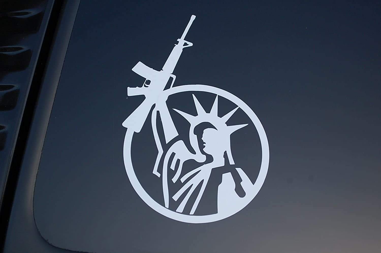 MAF - 'Merica Libert Gun Decal White 8 - Patriotic Vinyl Sticker for Laptop, Car Window, Tablet | Perfect for Laptop Decoration, Car Accessories & Personalizing Devices