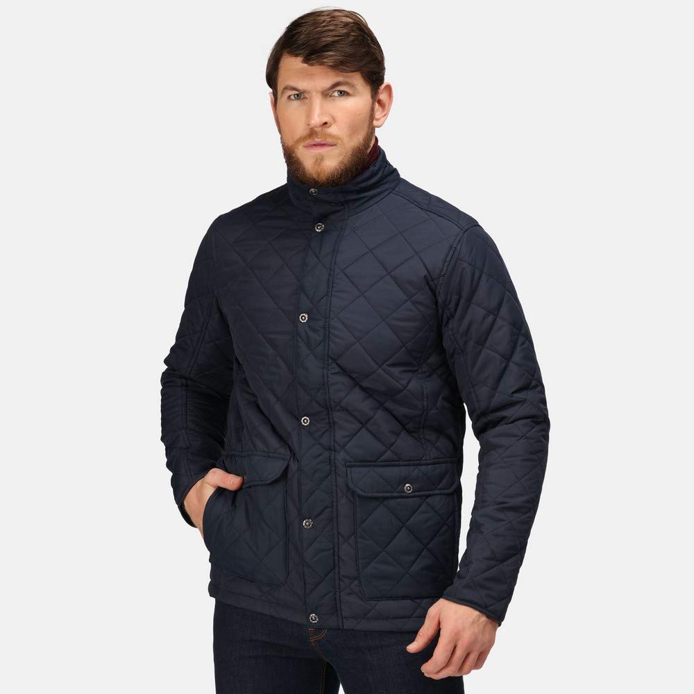 Men's Tyler Quilted Jacket TRA441 - Navy Blue, Size L (Chest 42