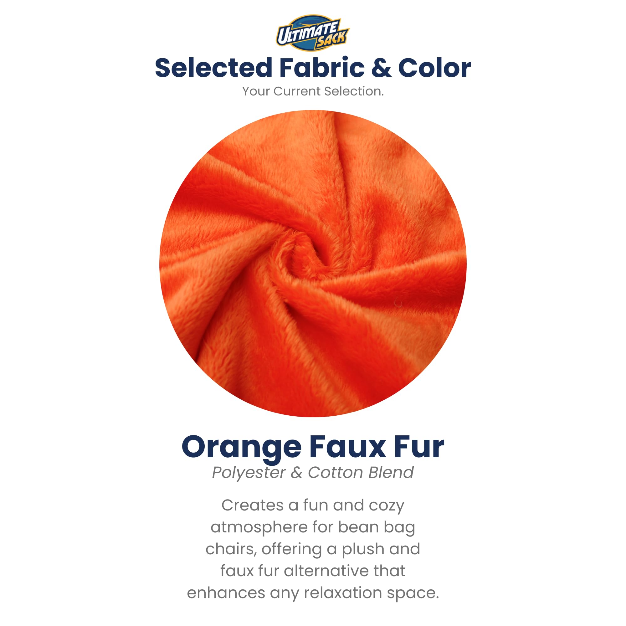 Ultimate Sack 6ft Oversized Bean Bag Chair & Footstool for Adults - Super Comfy Lounge Sofa, Loveseat & Furniture with Orange Fur | Perfect for Living Room, Game Room & Dorm Relaxation
