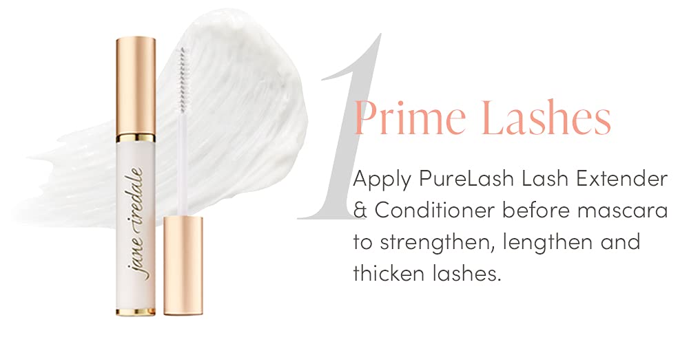 Jane Iredale PureLash Lash Extender & Conditioner - Lengthening & Thickening Mascara Primer for Stronger Lashes & Eyebrows | Daily Lash Care & Makeup Prep for Natural Volume