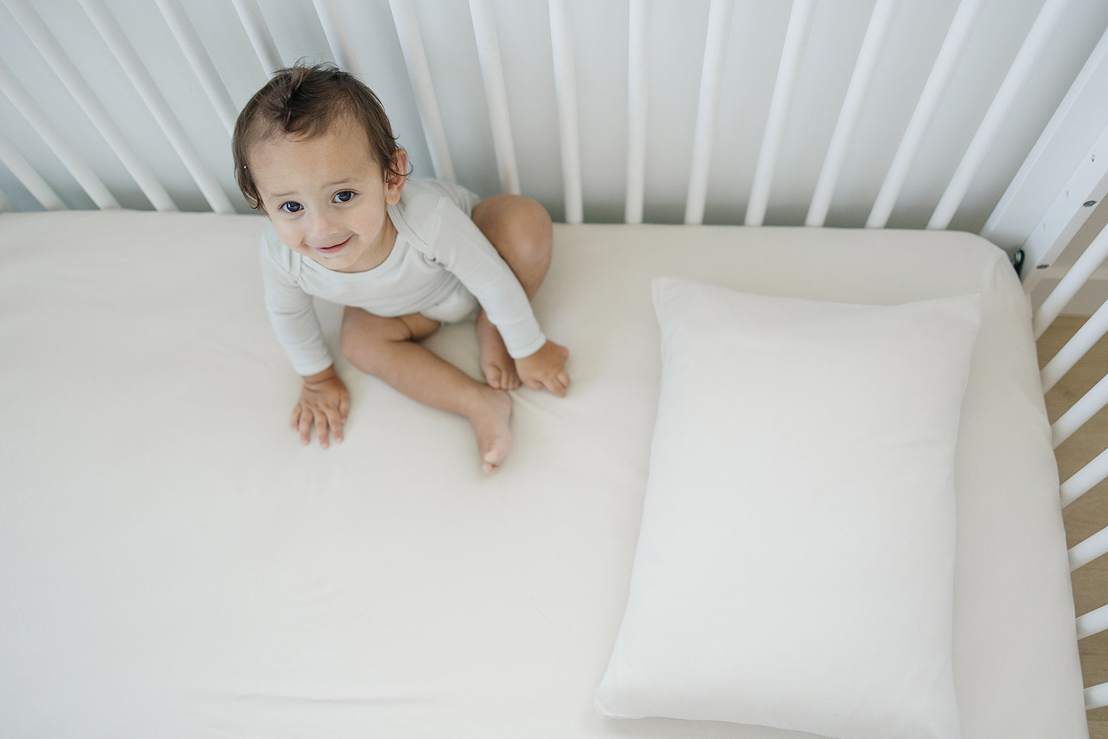 Ecolino® 100% Organic Cotton Crib Sheet - Soft & Breathable Baby Crib Fitted Sheet for Nursery, Toddler Bed - Oat Color | Perfect for Newborns, Infants & Daycare Use