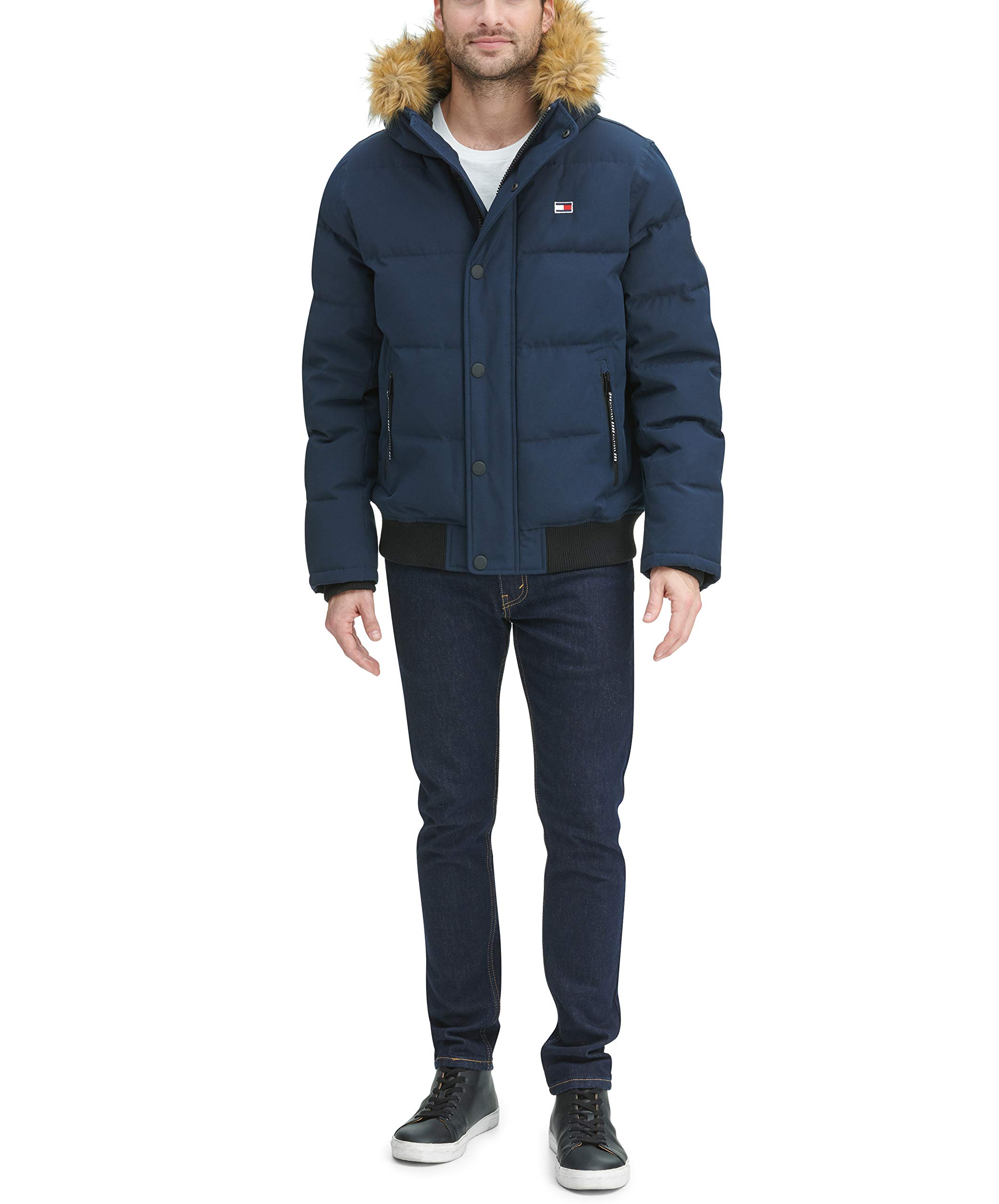 Tommy Hilfiger Men's Arctic Cloth Quilted Snorkel Bomber Jacket - Waterproof Winter Coat for Cold Weather (Standard & Big & Tall Sizes) | Outdoor Activities, Snow Sports & Casual Wear