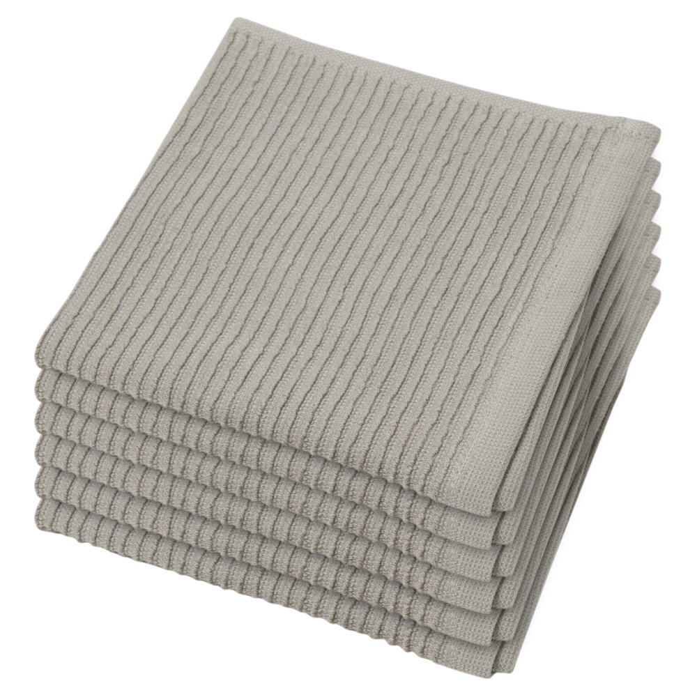 Now Designs Ripple Kitchen Dishcloth Set of 6, London Grey - Super Absorbent & Quick-Drying Cleaning Cloths for Dishes, Countertops, and Household Cleaning (A02763aa)
