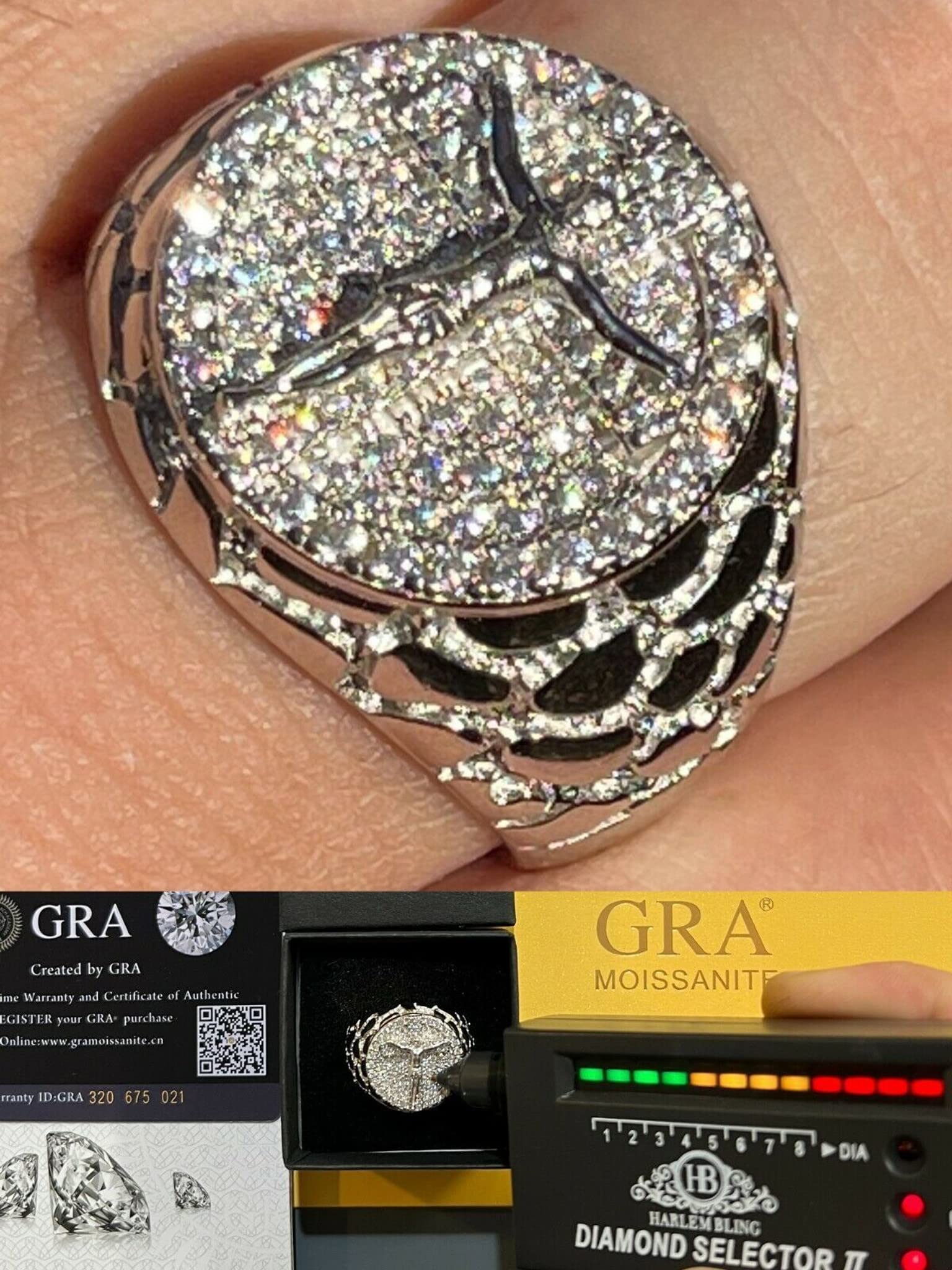 1ct Moissanite Ring for Men - 925 Sterling Silver Jesus Cross Ring - Hip Hop Iced Jesus Pinky Nugget Ring - GRA Certified - Perfect for Gifts, Weddings & Religious Occasions