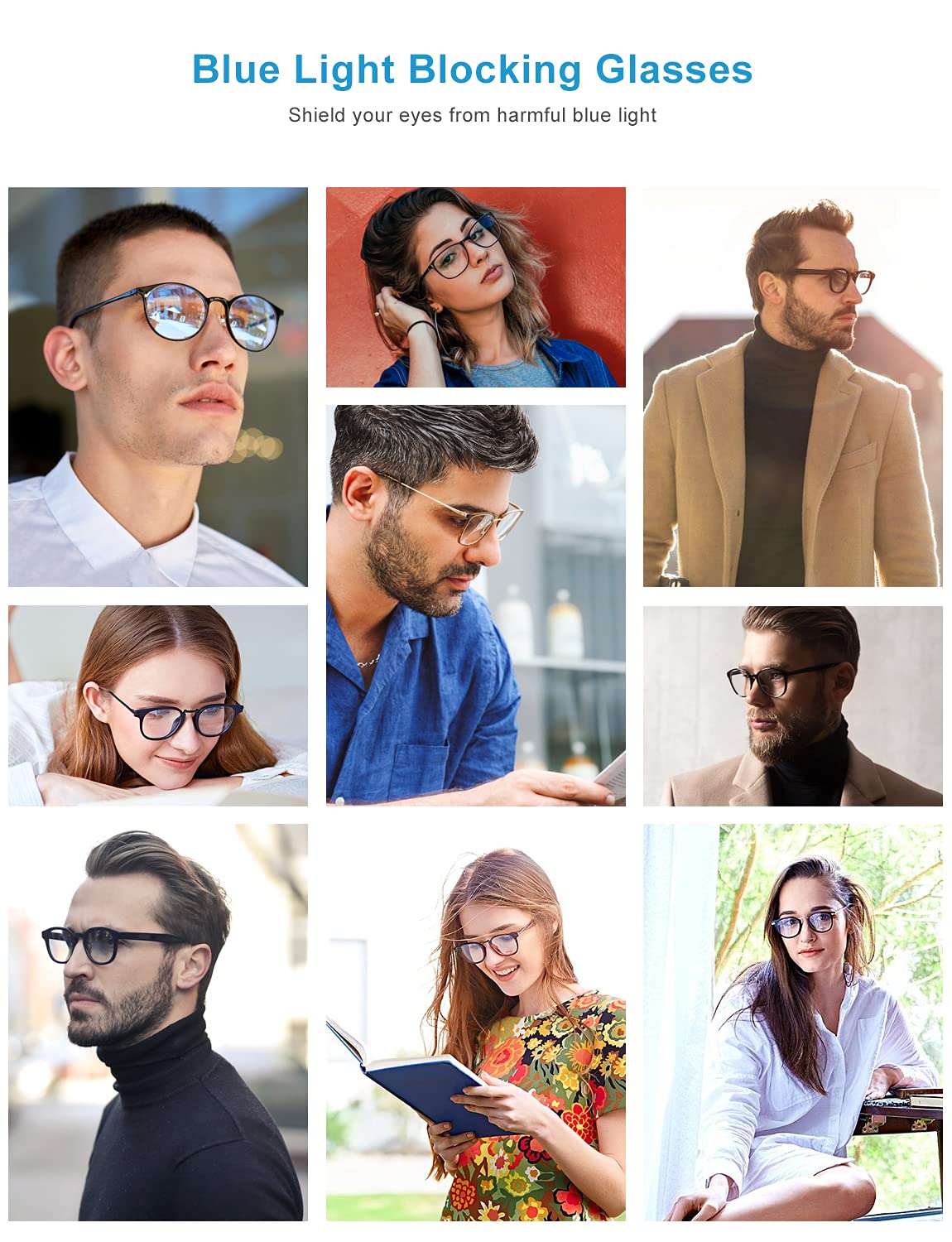 OKH Blue Light Blocking Reading Glasses for Women & Men - 5 Pack Anti-Glare Computer Glasses (2.0 Strength) - Perfect for Office Work, Screen Time & Night Reading