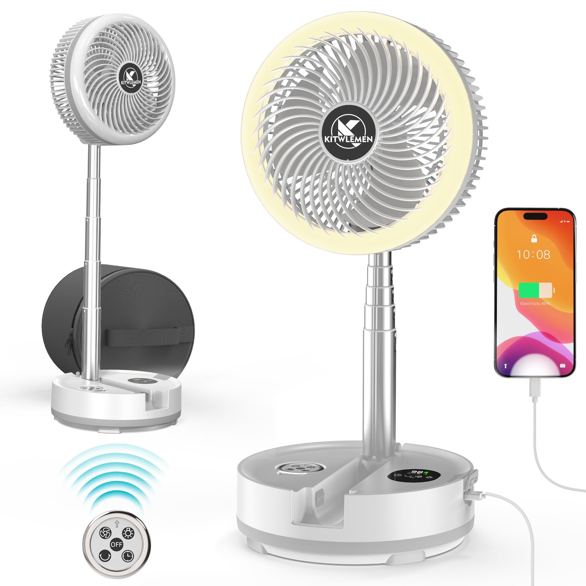 40,000mAh Rechargeable Battery Operated Oscillating Table Fan - 106 Hours Runtime, 9 Speed Settings with LED Light & Timer | Portable Camping Fan for Outdoor, RV, Cruise Travel | Emergency Hurricane Power Outage Solution (10