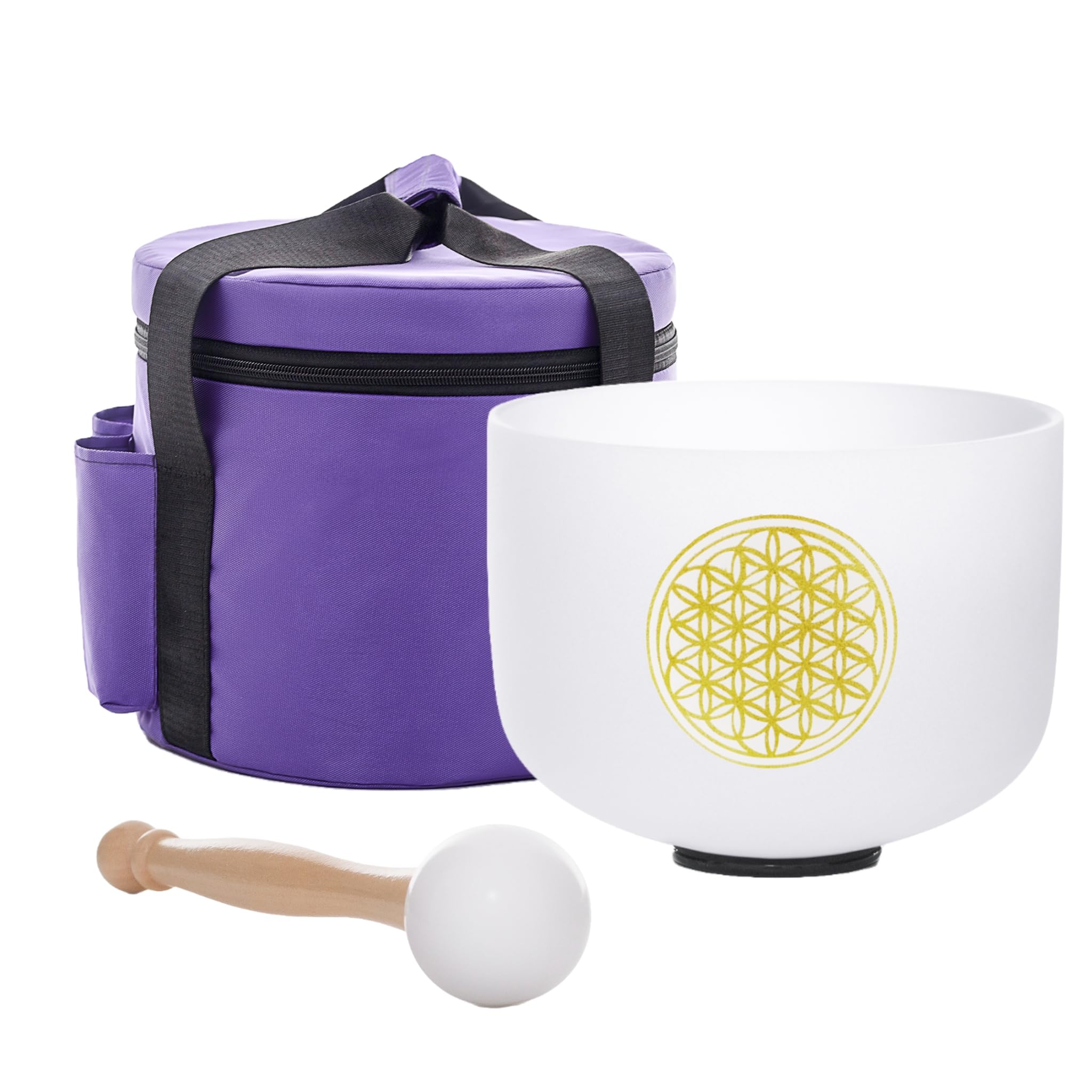 528Hz 8 Inch C Note Flower of Life Crystal Singing Bowl - Sound Healing & Meditation Bowl for Yoga, Reiki, Chakra Balancing & Sound Bath Therapy - Includes Carry Bag