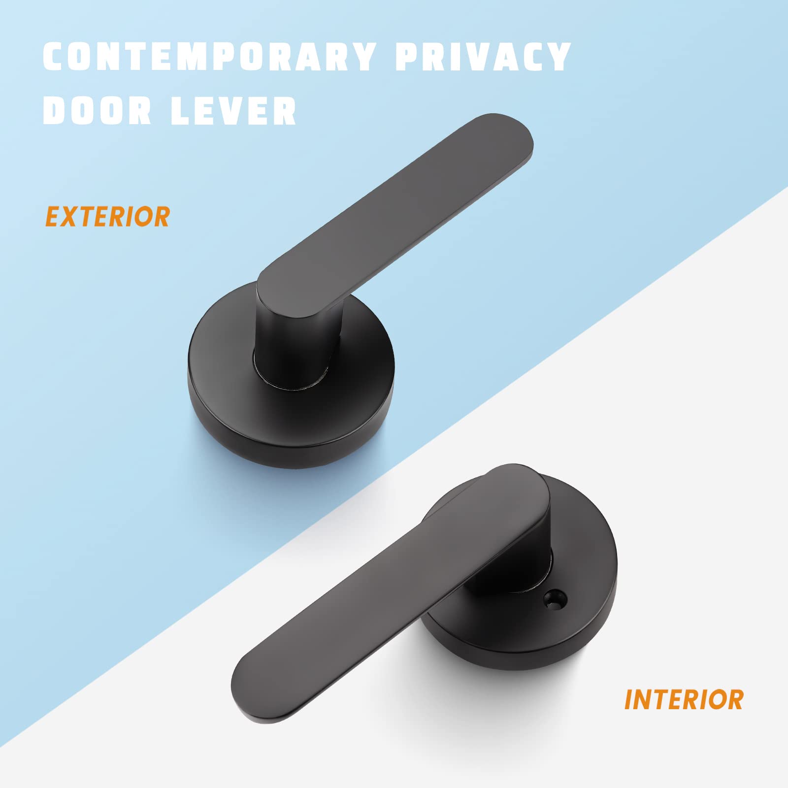KNOBWELL 2 Pack Matte Black Door Handle Set - Heavy Duty Passage Door Levers for Left/Right Hand Doors | Durable Door Hardware (1.94 lb per Lever) | Perfect for Bedrooms, Bathrooms & Interior Doors