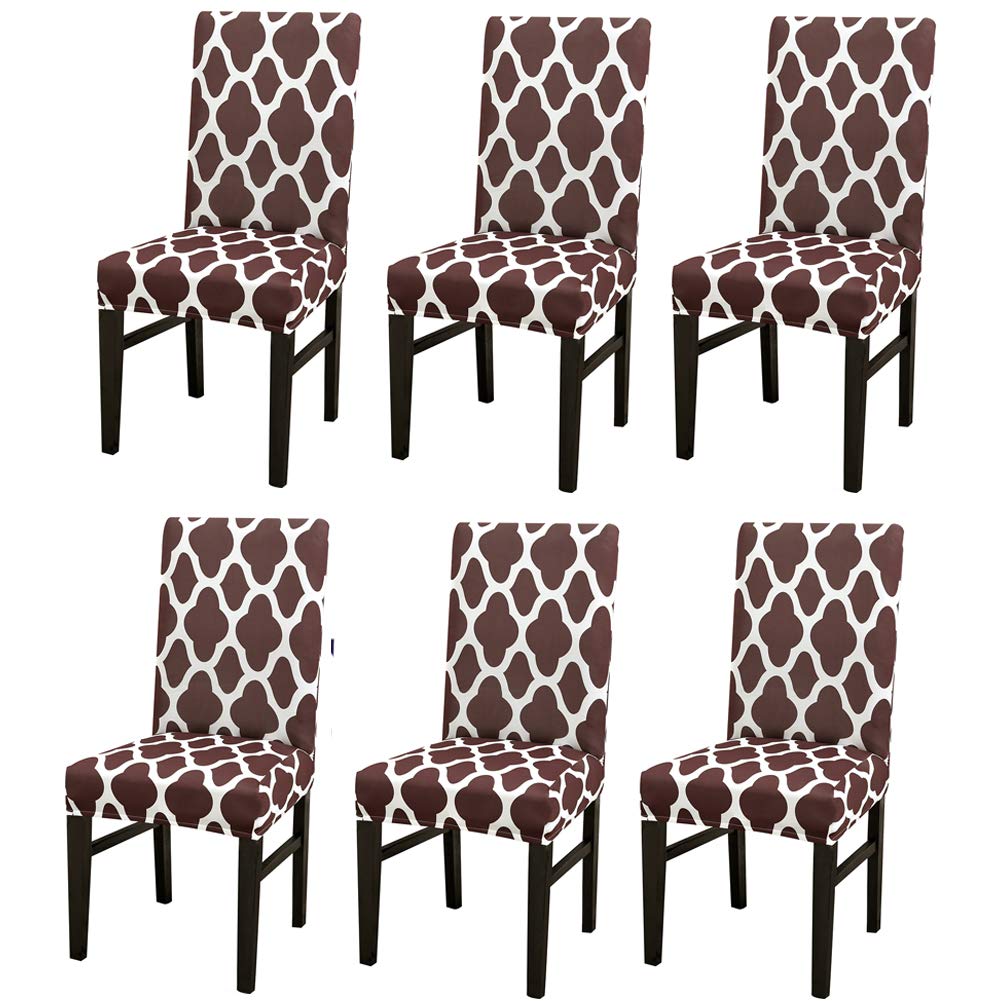 TOPCHANCES Stretch Dining Chair Slipcovers - 6 Pack Washable Furniture Protector Covers for Dining Room, Hotel & Banquet (Coffee) | Durable, Removable & Stylish Seat Covers for Home & Event Decor