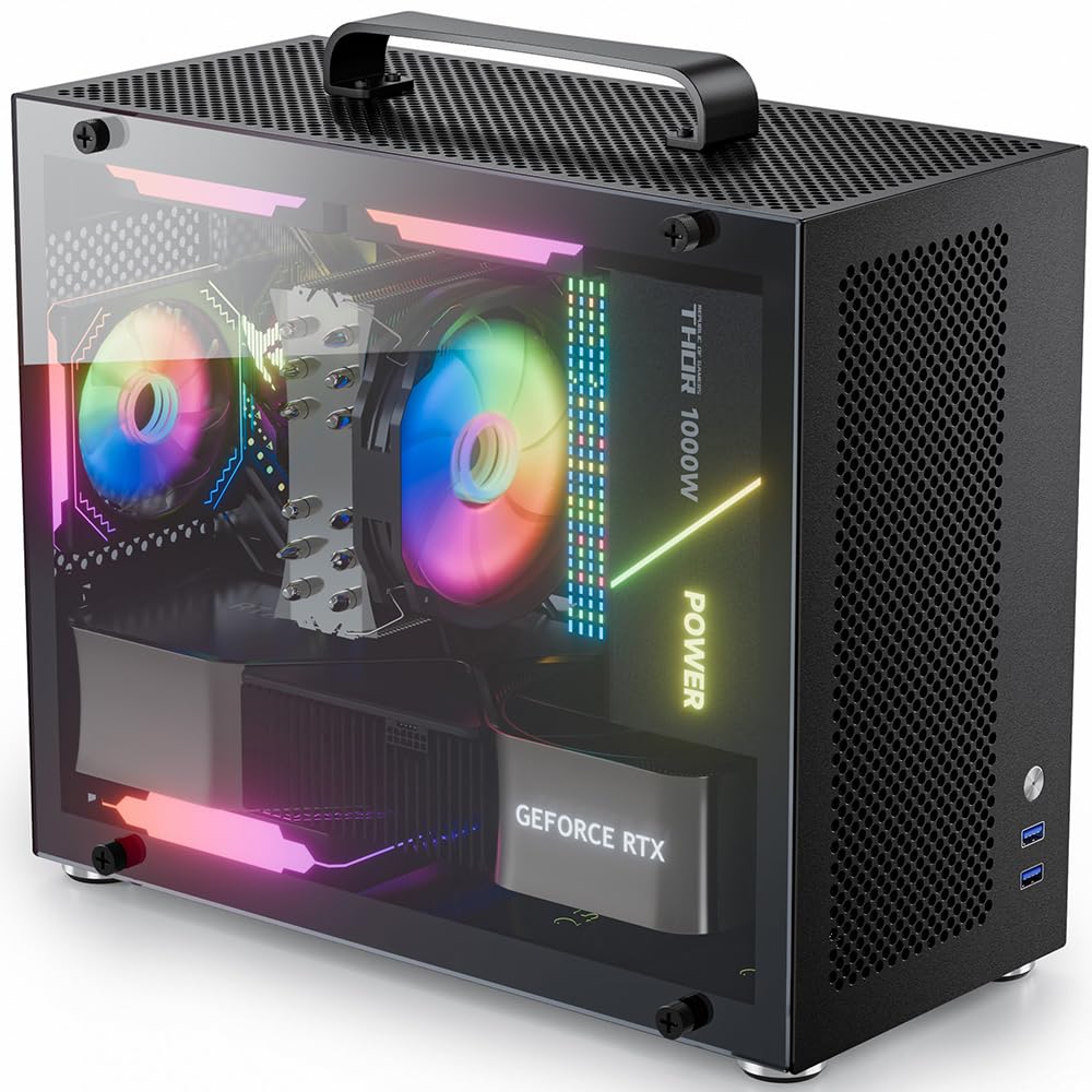 Micro ATX PC Case with GPU Support Bracket - Computer Case with Cooling Fan & Graphics Card Holder for Gaming & Workstation Builds - Perfect for Compact Desktop Setups & Home Office PCs