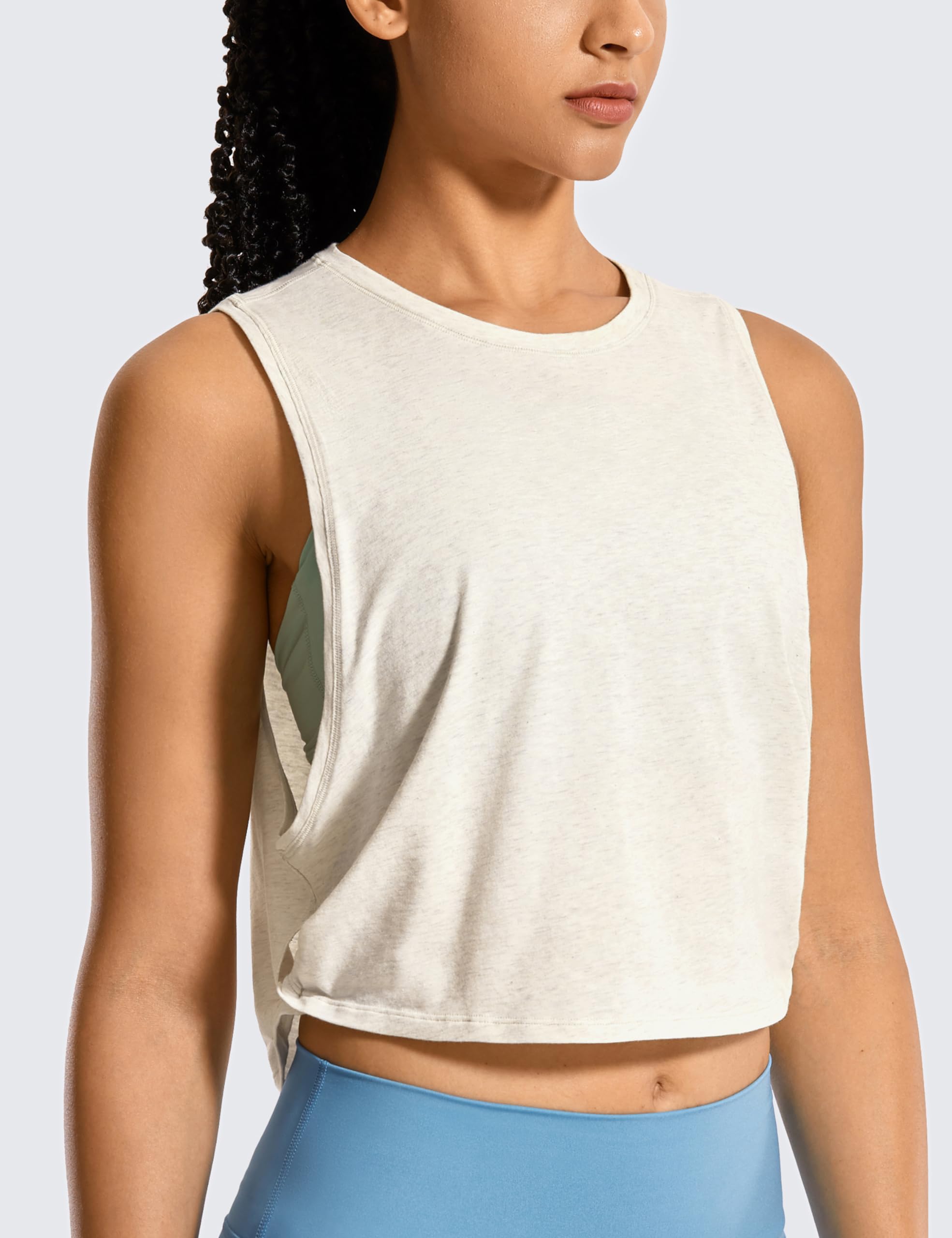 CRZ YOGA Women's Pima Cotton Cropped Workout Tank Top - Sleeveless Athletic Yoga Running Gym Shirt | Perfect for Yoga, Pilates, Running & Gym Workouts