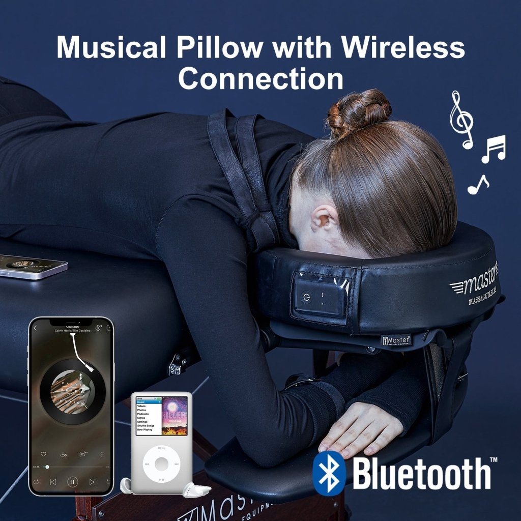 MusicMaster Crescent Round Bluetooth Headrest with High-Fidelity Sound - Comfortable Face Cushion for Cars, Travel & Relaxation (Black)