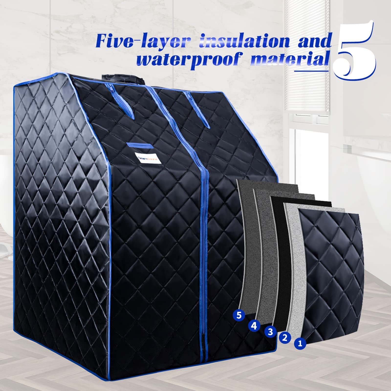 Portable Home Sauna Tent with Remote Control, 2L Steam Pot & Folding Chair - Detox, Stress Relief & Fatigue Recovery | Perfect for Home Spa, Relaxation & Wellness (Black)