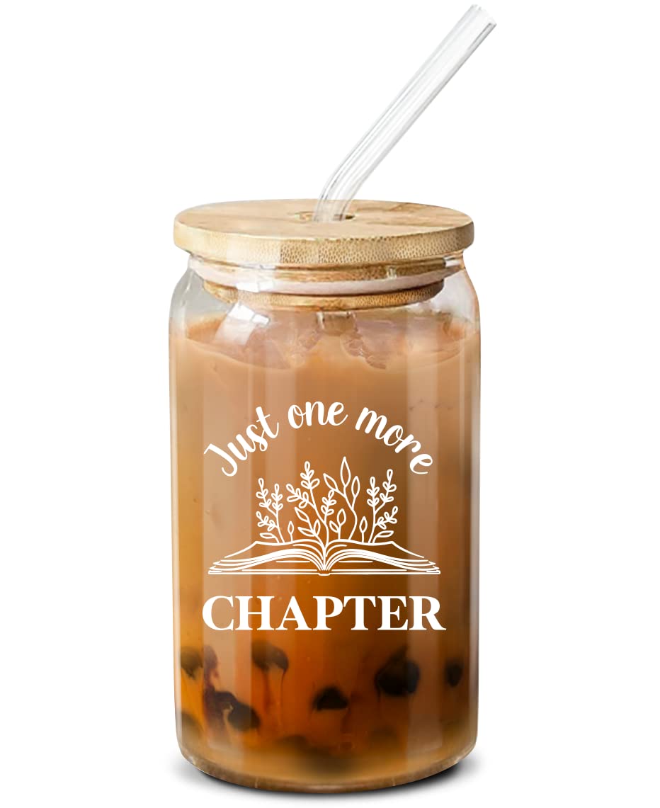 NewEleven Gifts For Book Lovers - 16 Oz Coffee Glass - Perfect Birthday Gift for Women, Her, Best Friend, Librarians, Bookaholics, Bookworms - Ideal for Reading Nooks, Book Clubs, and Cozy Evenings