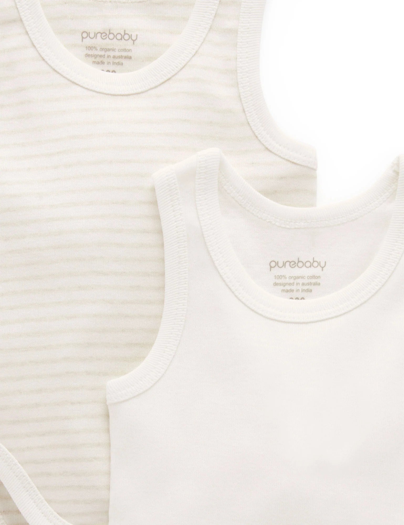 Purebaby Organic Cotton Baby Bodysuit 2-Pack - Soft Wheat Color for Newborns & Infants - Perfect for Everyday Wear, Sleep & Playtime