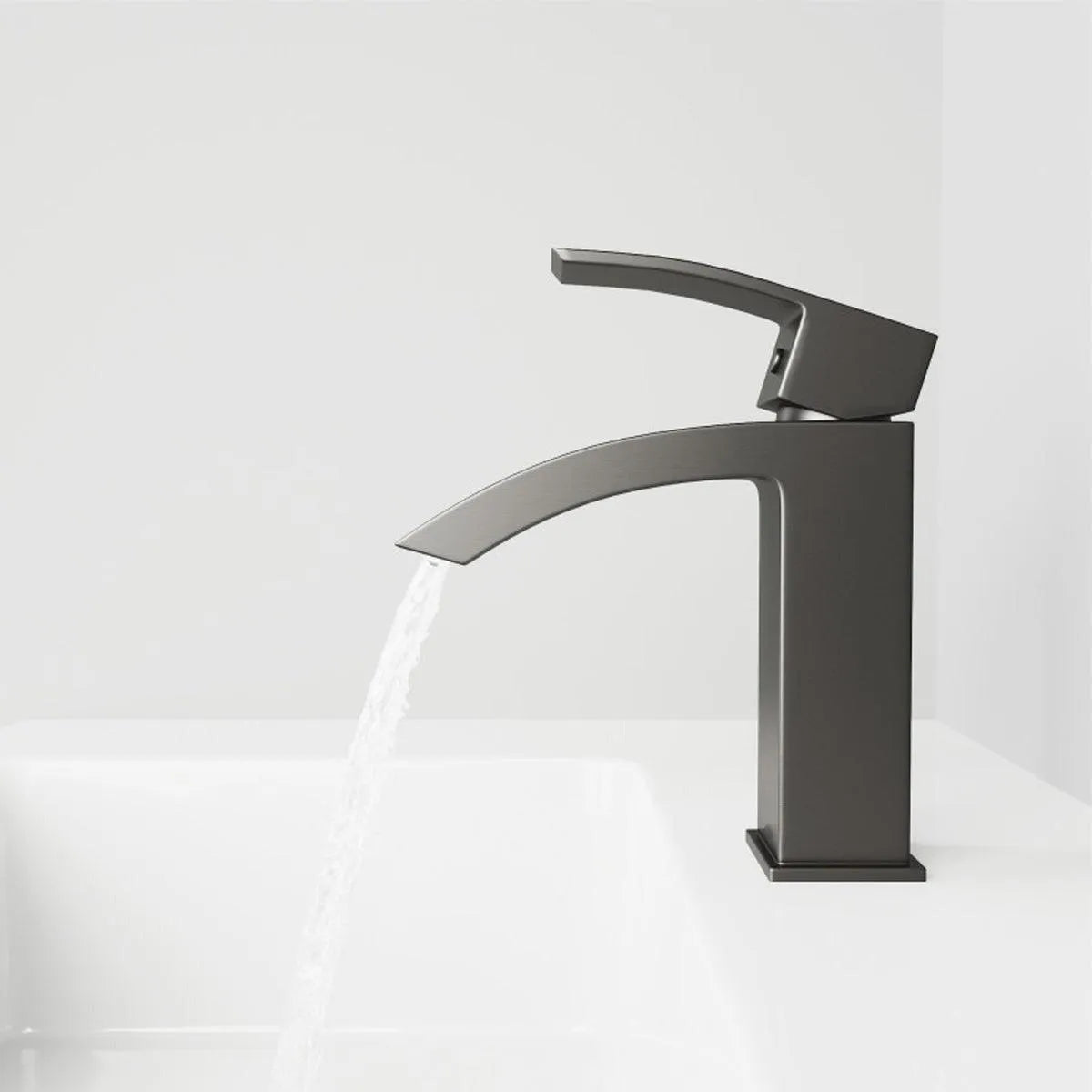Premium Bathroom Sink Faucet B11103 - Modern Single Handle Waterfall Bathroom Faucet with Ceramic Disc Valve for Home, Hotel & Commercial Use