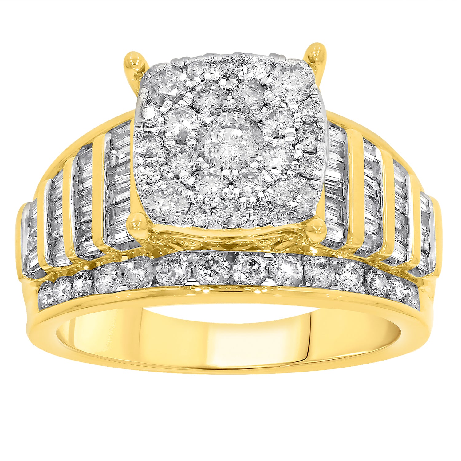 9ct Yellow Gold 2 Carat Diamond Ring for Women - Elegant Solitaire Engagement Wedding Band - Perfect for Proposals, Anniversaries & Special Occasions