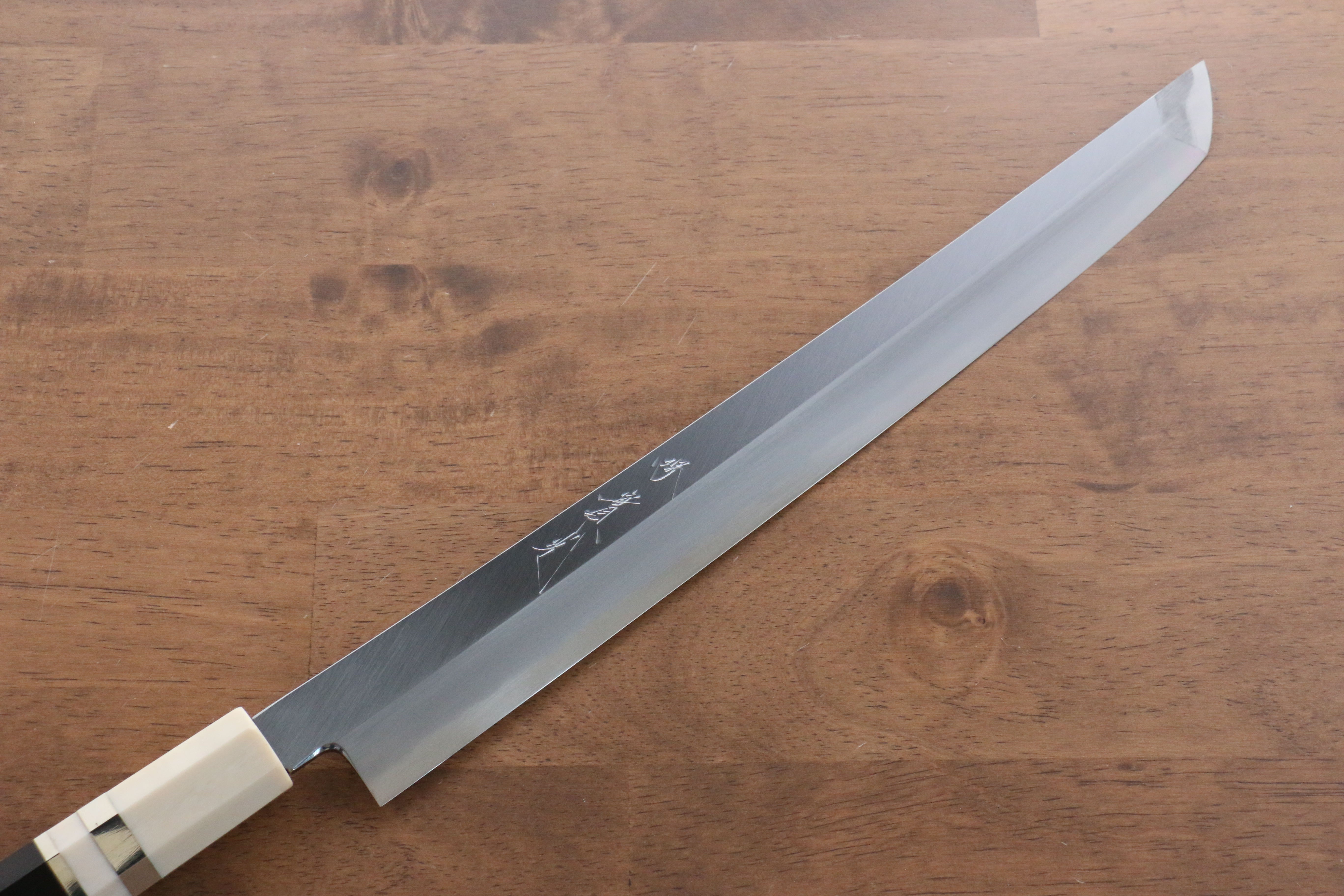 Premium Jikko Shiko Blue Steel Sakimaru Yanagiba 300mm Sushi Knife - Ebony Wood Handle with Double Ring Design - Perfect for Sushi Chefs & Japanese Cuisine Lovers