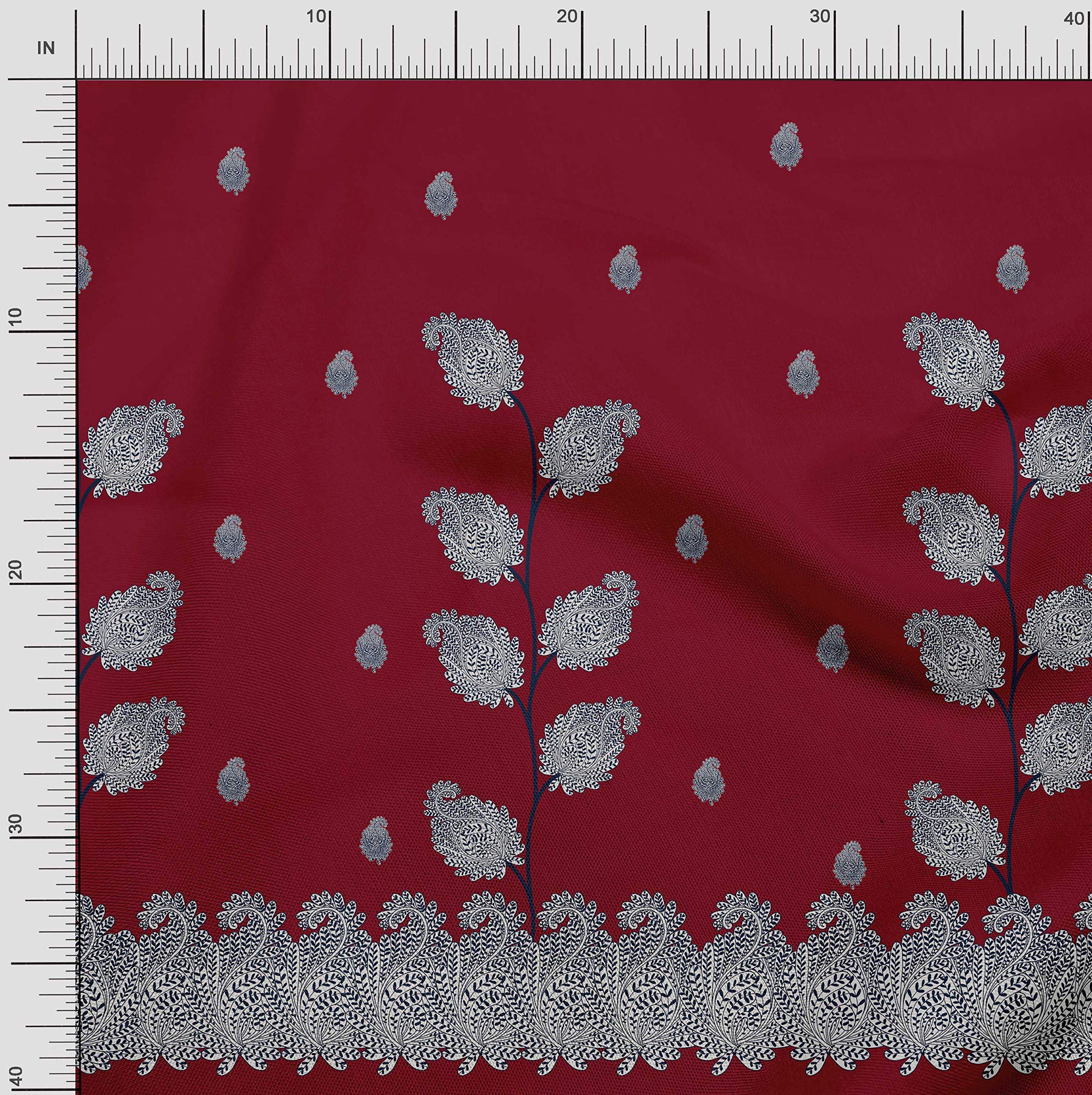 Soimoi Moss Georgette Brown Fabric by The Yard - 42 Inch Wide Paisley Panel Tapestry - Timeless Woven Printed Fabric for DIY Dresses, Curtains & Home Decor
