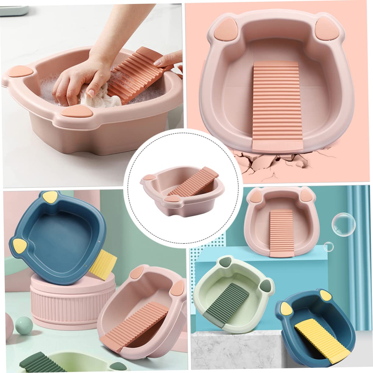 Mobestech Mini Washboard Basin - Large PP Hand Wash Board for Laundry, Clothes & Baby Items | Portable Washing Tool for Travel, Camping & Home Use