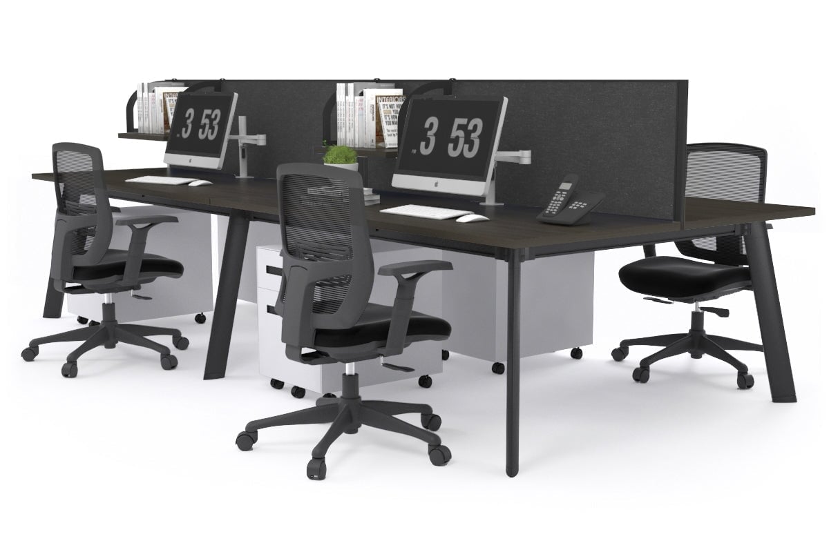 4-Person Workstation with Black Frame - 1800L x 700W Office Desk for Team Collaboration & Productivity | Perfect for Open Offices, Coworking Spaces & Home Offices
