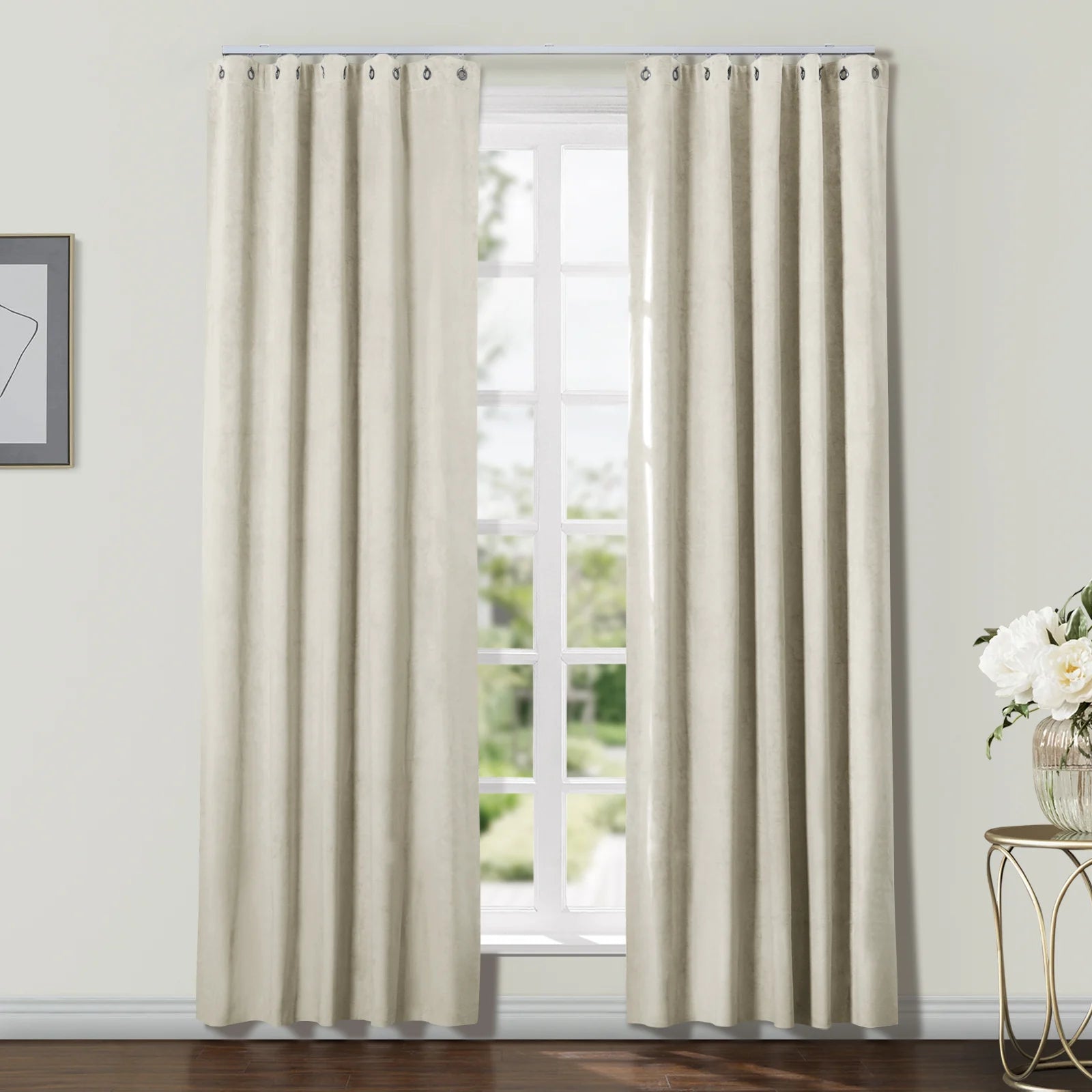 Gene 100% Blackout Soundproof Curtains with Grommet & Track Kit - Thermal Insulated Noise Reducing Drapes for Bedroom, Nursery & Home Theater