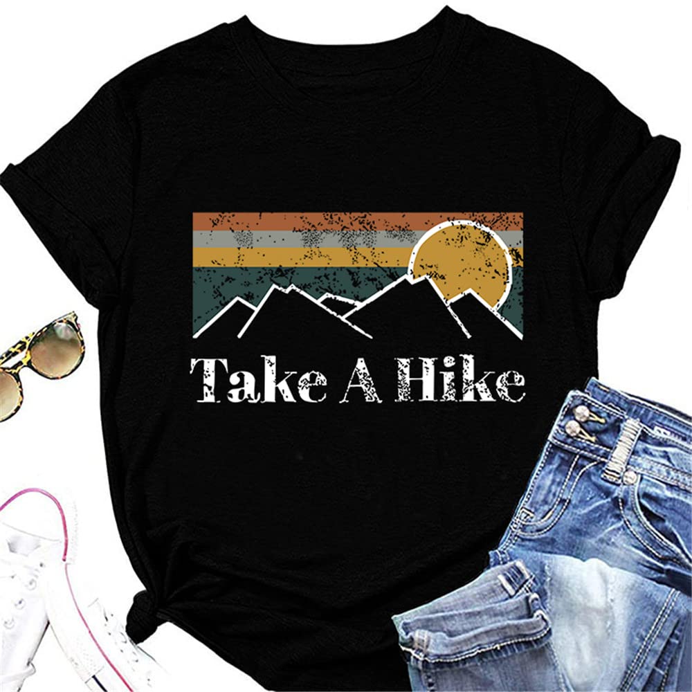 Women's Take A Hike Short Sleeve T-Shirt - Mountain Sunrise Graphic Tee for Casual Wear, Camping & Hiking | Perfect for Outdoor Adventures & Nature Lovers