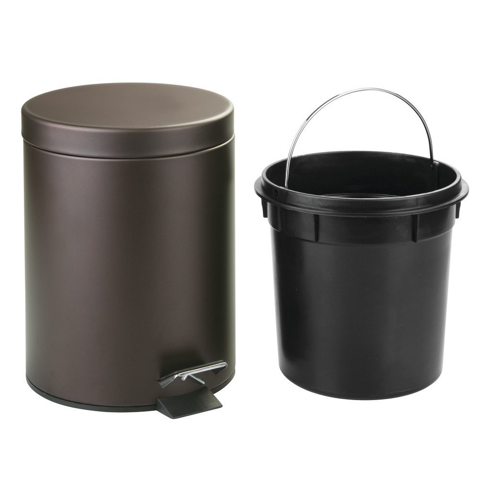 Rocky Mountain Goods 1.85 Gallon Small Step Trash Can - Heavy Duty Metal Foot Pedal Waste Bin with Removable Inner Pail - Perfect for Bathroom, Bedroom & Office - Venetian Bronze Finish | Space-Saving Solution for Homes & Workspaces