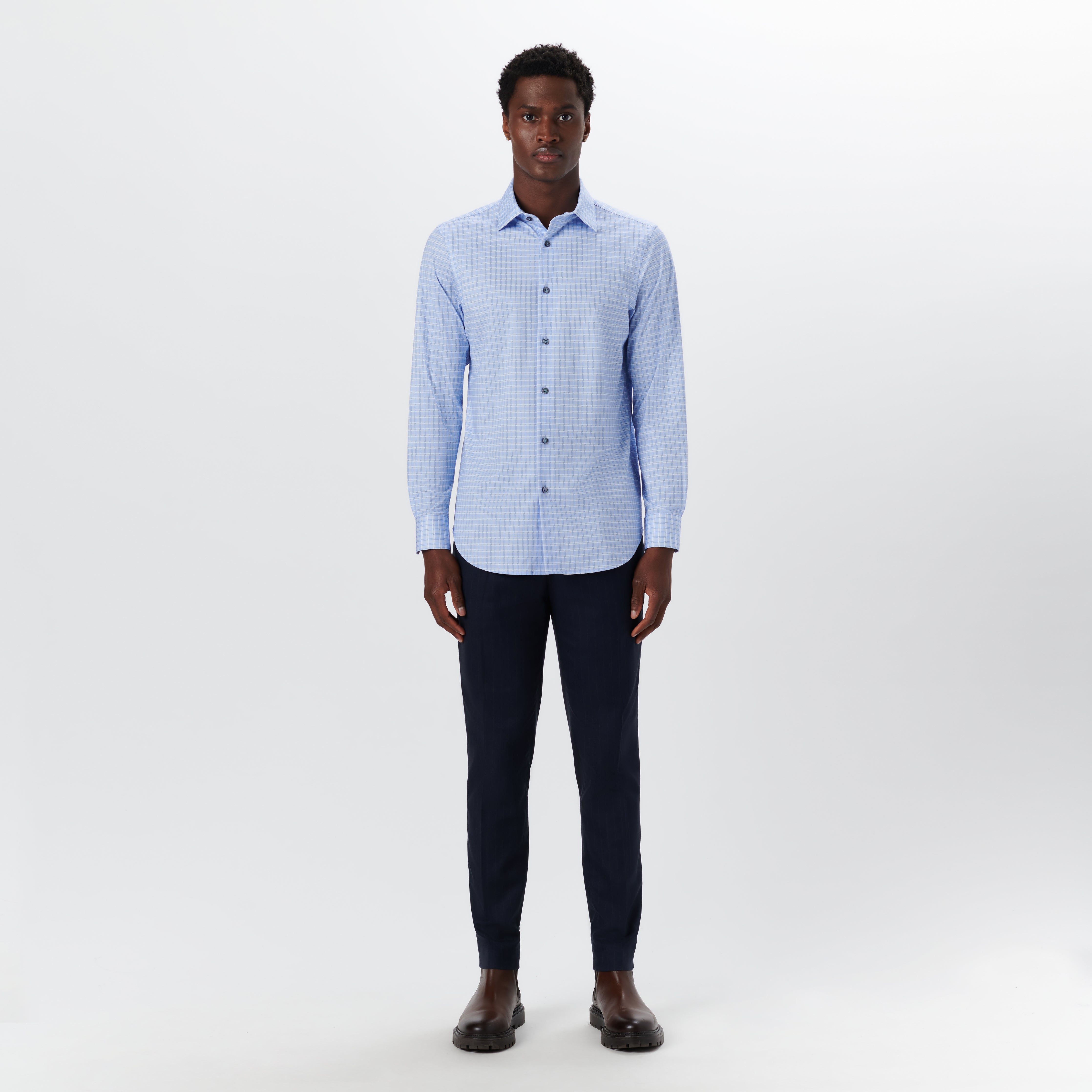 James Basketweave Check Cotton Shirt for Men - Casual Button Down Oxford Shirt for Office, Date Night & Weekend Outings