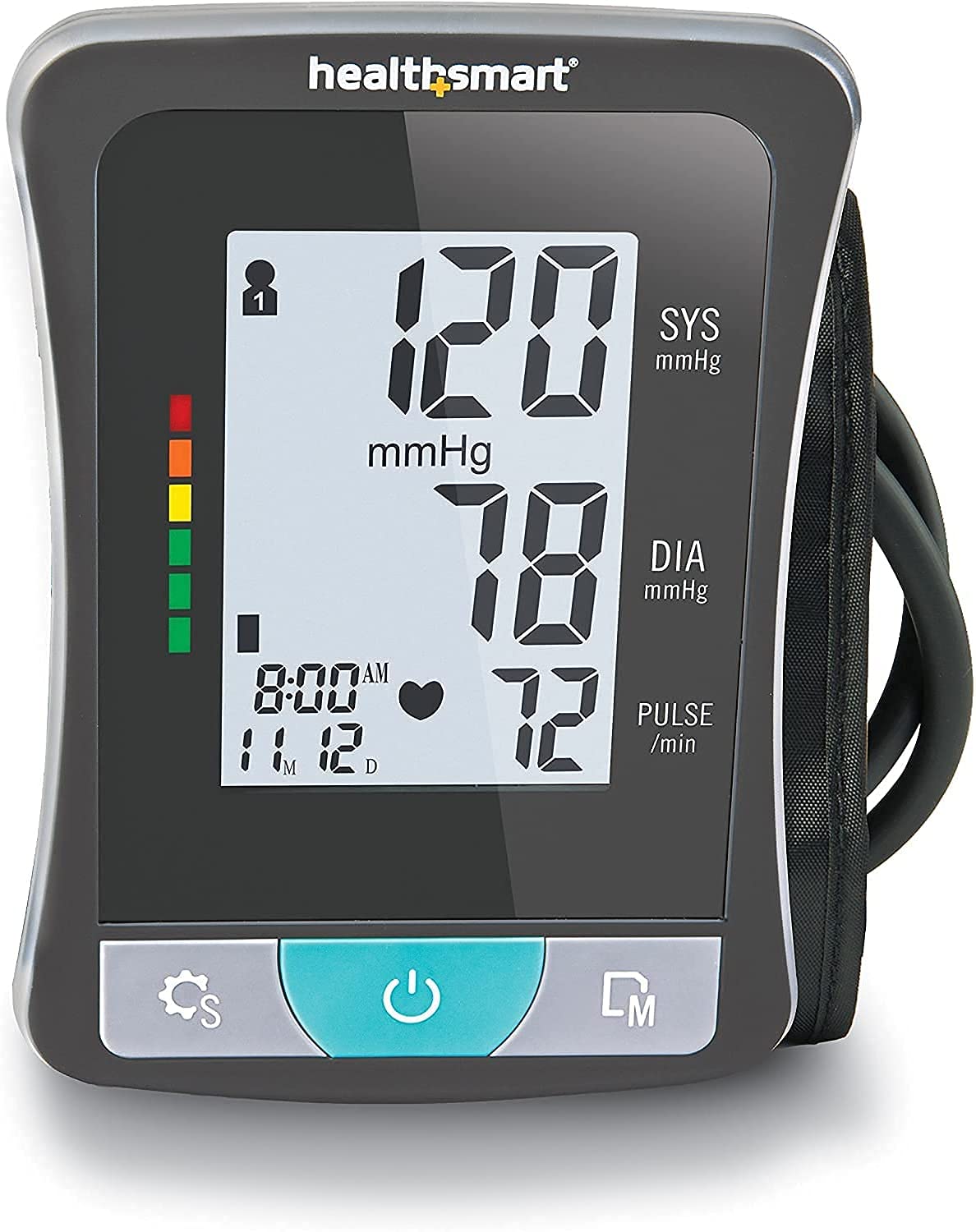 HealthSmart Digital Select Automatic Upper Arm Blood Pressure Monitor - Tracks BP, Pulse Rate & Irregular Heartbeat, Stores 120 Readings for 2 Users - Perfect for Home Health Monitoring & Doctor Visits