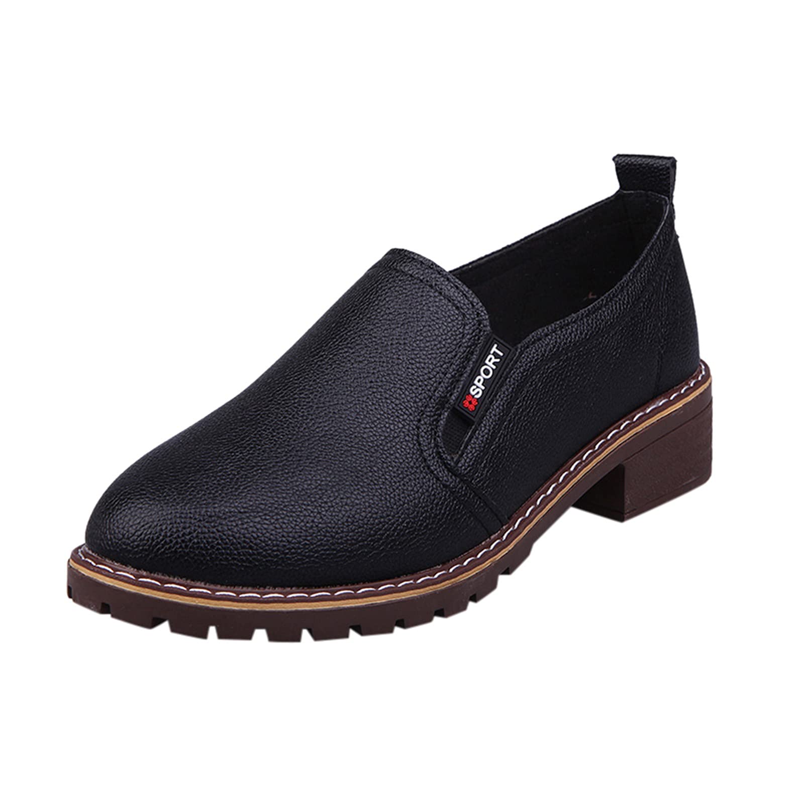 FAJIA Women's Chunky Sneakers - Breathable Slip-On Loafers with Leather Upper | Casual & Fashionable Heels for Everyday Wear | Perfect for Work, Travel & Leisure Outfits