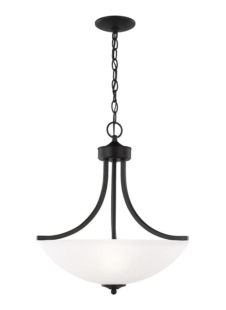 Generation Lighting 6616503EN3-112 Geary Modern 3-Light Pendant Fixture in Midnight Black - Perfect for Kitchen Island, Dining Room, and Entryway Lighting