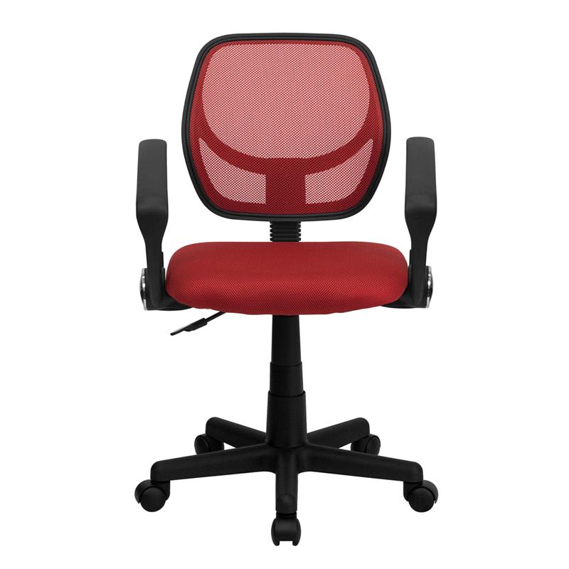 FLASH Neri Kids Low Back Black Mesh Swivel Task Office Chair with Curved Square Back and Arms - Ergonomic Study Chair for Children, Perfect for Homework, Online Classes & Gaming Desks