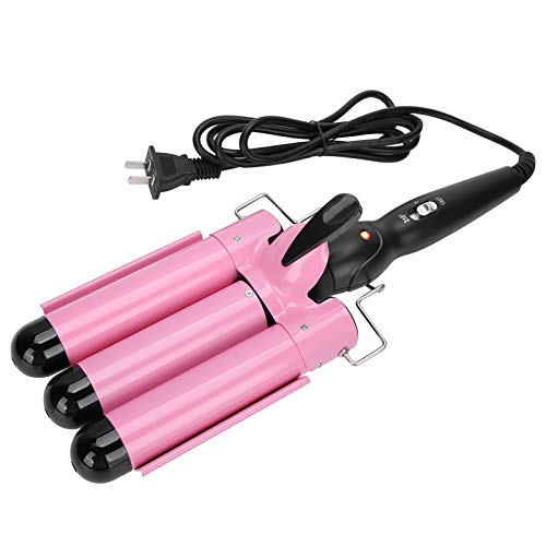 3 Barrel Hair Curling Iron with Adjustable Temperature - Ceramic Coated Curling Wand for Women (Pink, 32mm) - Perfect for Dates, Parties, Weddings & Everyday Styling