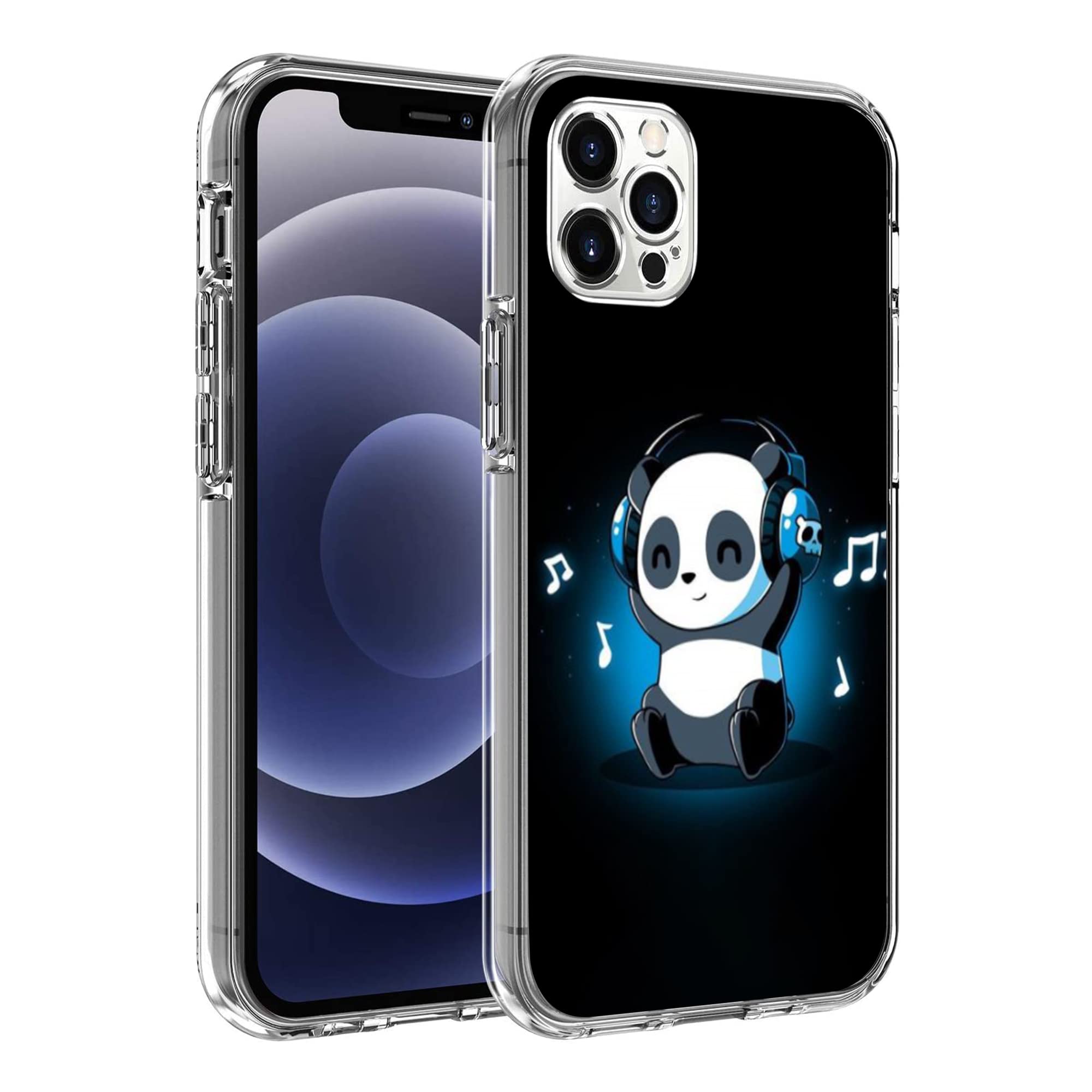 Cute Funny Cartoon Music Panda Clear TPU Case for iPhone 13 Pro - Shockproof Slim Soft Protective Cover for Women & Men - Perfect Gift Idea for Music Lovers & Panda Fans - Great for Daily Use, Work, School & Travel