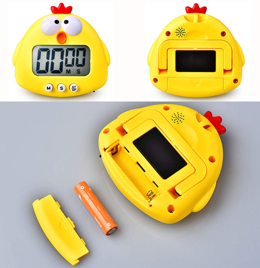 Cartoon Chick Electronic Timer - 99 Minute Kitchen Timer with Loud Alarm for Cooking, Baking, and Lab Experiments | Countdown Clock for Kids & Adults