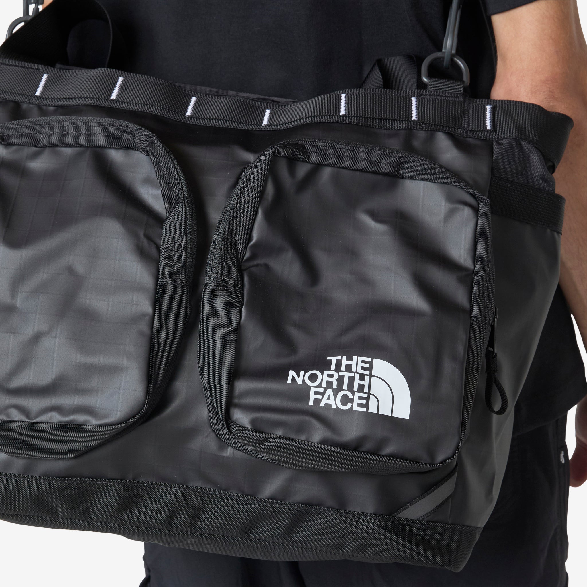 Base Camp Voyager Tote Bag - The North Face TNF Black & White Waterproof Travel Tote for Hiking, Camping & Outdoor Adventures