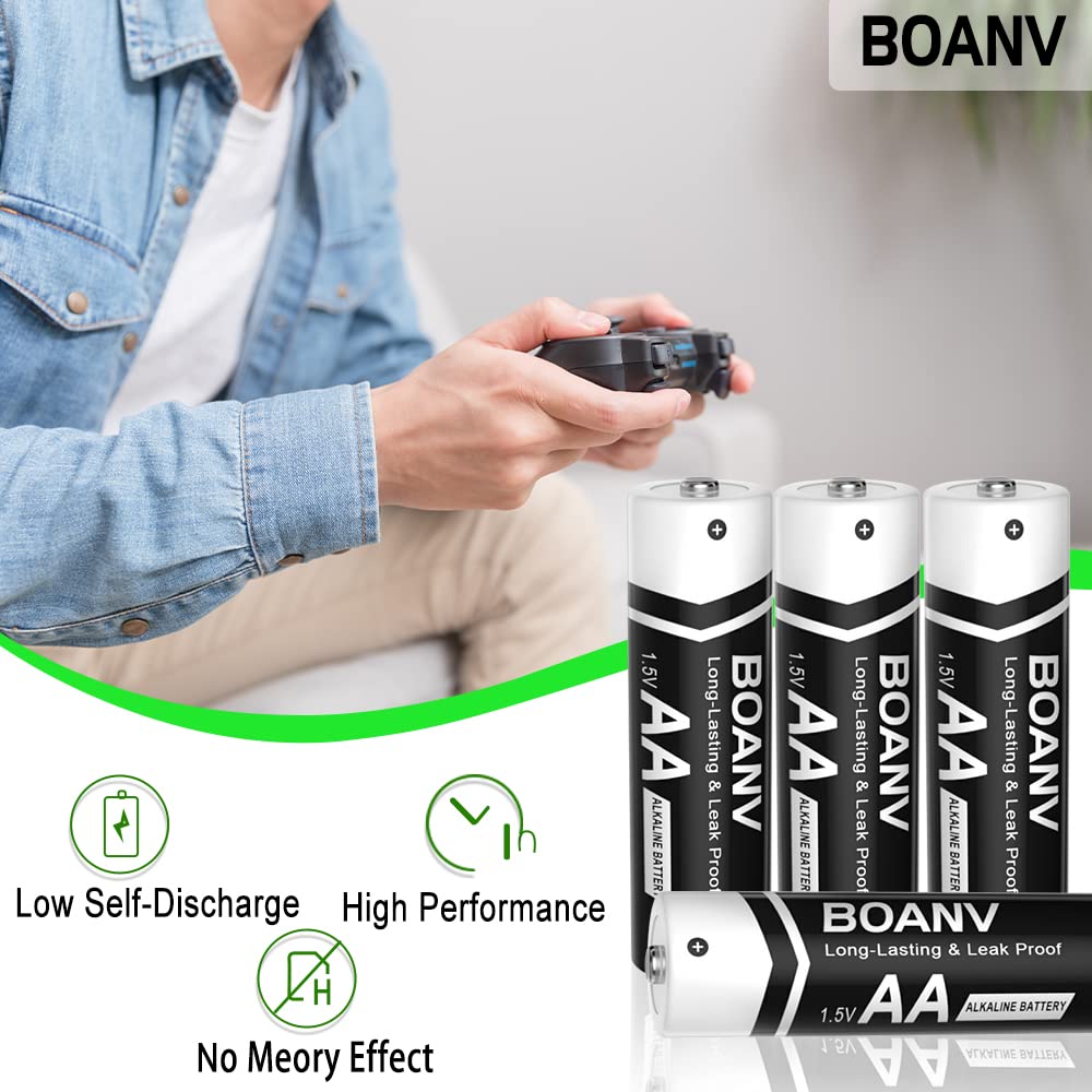 High-Performance 1.5V AA Alkaline Batteries (8-Pack) - Long-Lasting, Leakproof Design with 10+ Year Shelf Life for Household & Business Use | Ideal for Remote Controls, Toys, Flashlights & Office Electronics