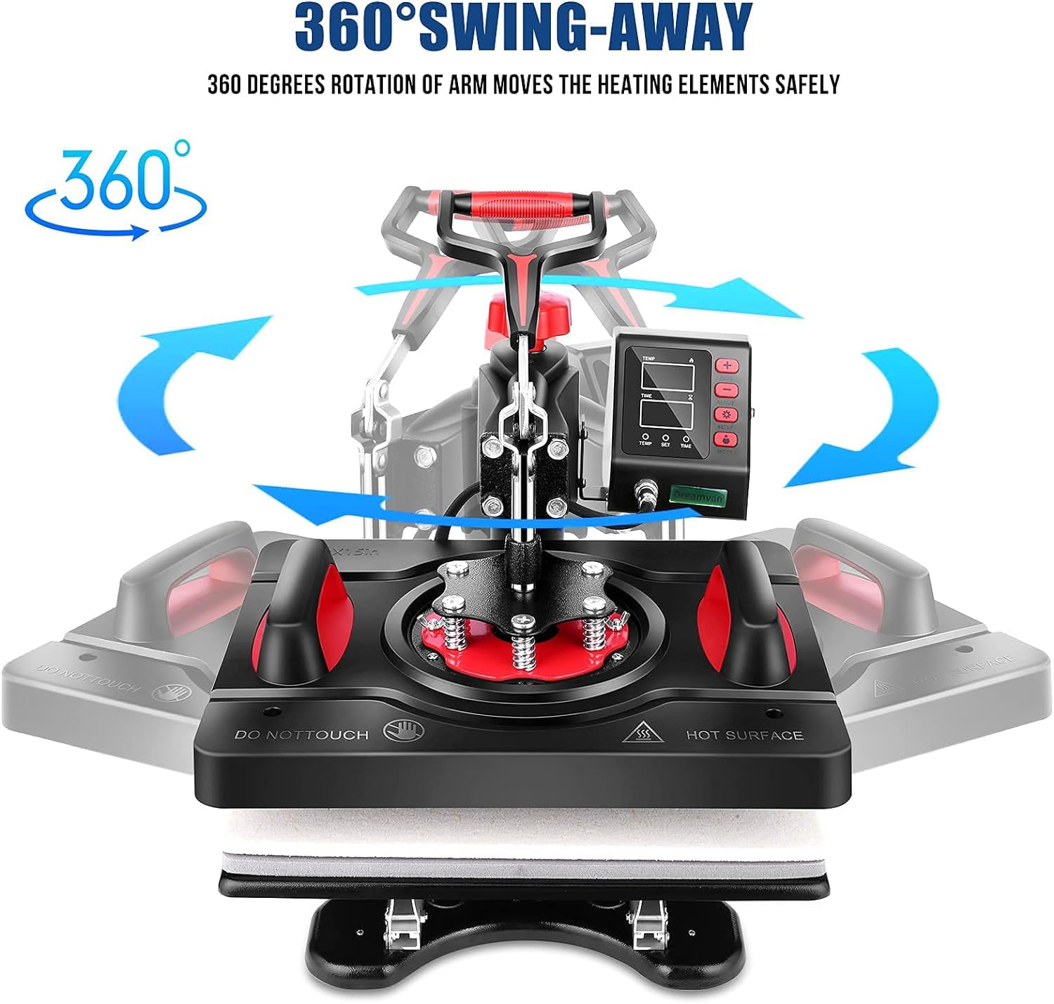 Upgraded 8-in-1 Digital Heat Press Machine 12x15 Inch - 360° Swing Away Multifunction Sublimation Transfer Machine with Tumbler Press for T-Shirts, Mugs, Hats & Plates - Perfect for Home & Commercial Use (DIY Crafts, Custom Apparel, Small Business Printing)