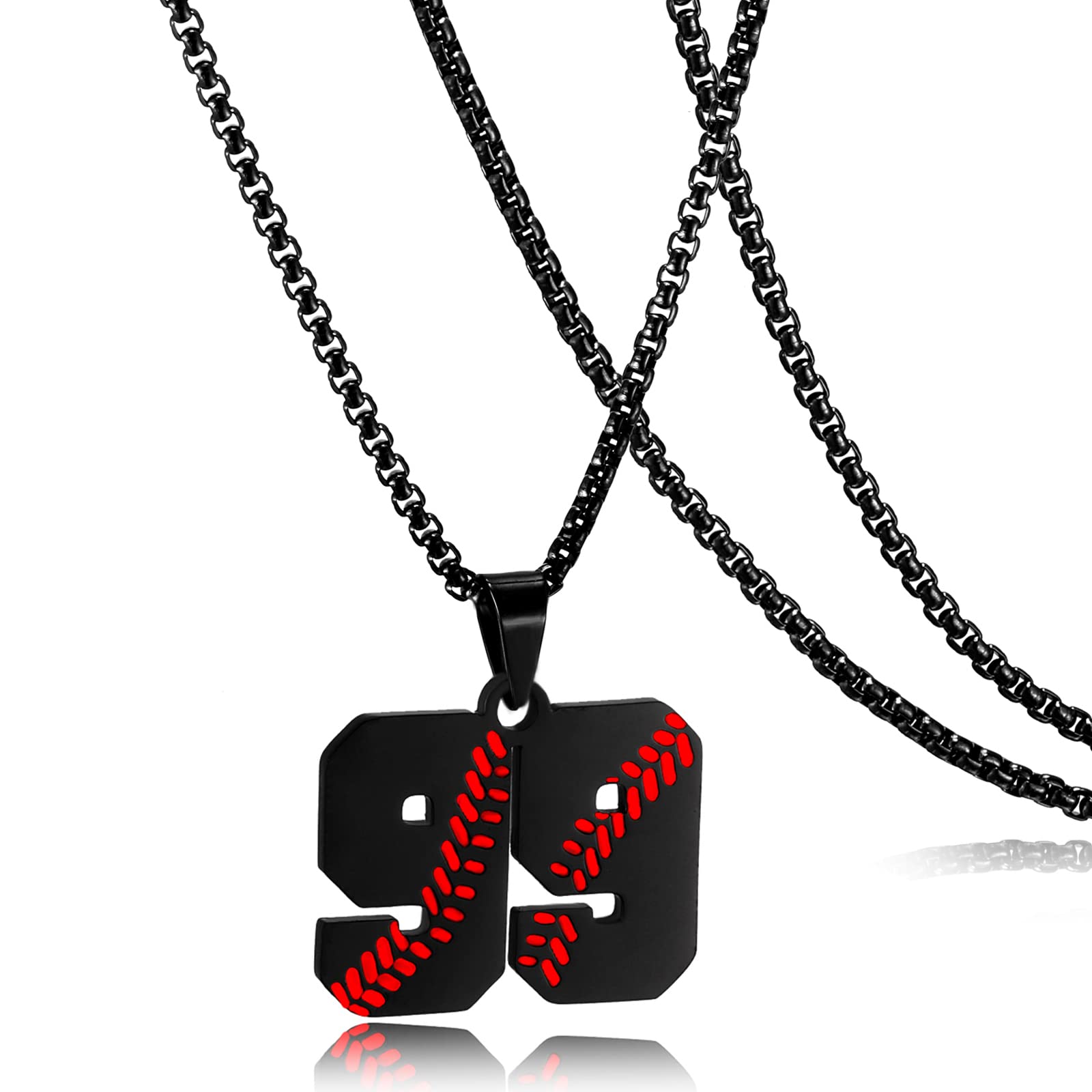 RWQIAN Stainless Steel Baseball Jersey Number Pendant Necklace (0-99) - Customizable Sports Jewelry Gift for Baseball Players & Fans - Perfect for Games, Birthdays & Team Spirit