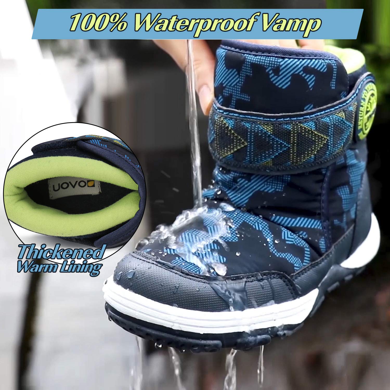 **Waterproof Boys Snow Boots - Winter Boots for Kids with Warm Fur Lining & Slip-Resistant Sole - Toddler & Little Boys Outdoor Snow Boots for Cold Weather Play & Winter Adventures**