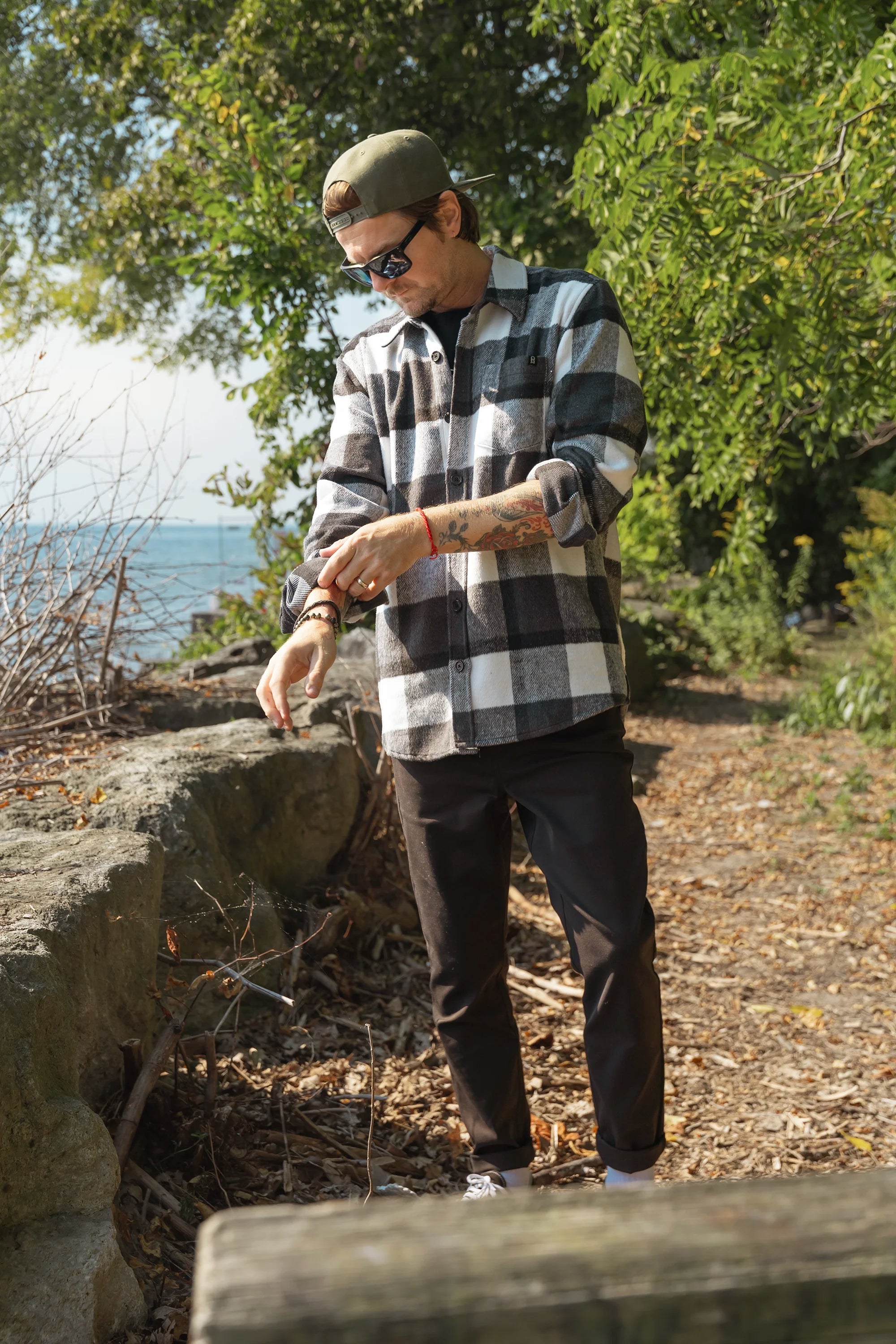 Men's Plaid Overshirt Jacket - Black | Stylish Casual Shacket for Fall & Winter Layering | Perfect for Outdoor Activities, Work & Everyday Wear