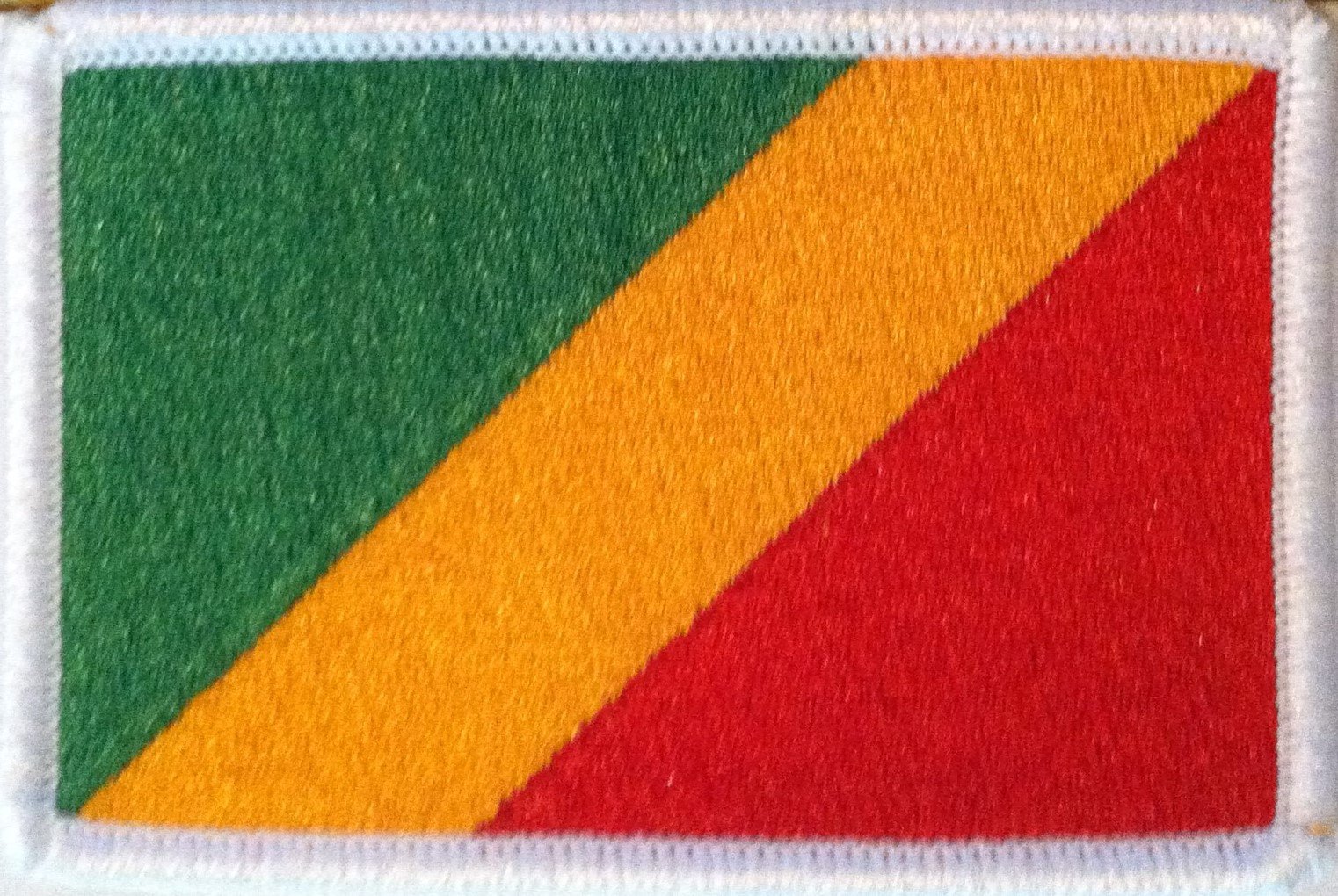 Republic of the Congo Flag Iron-on Patch with White Border - Embroidered Sew-on Badge for Backpacks, Jackets & DIY Crafts