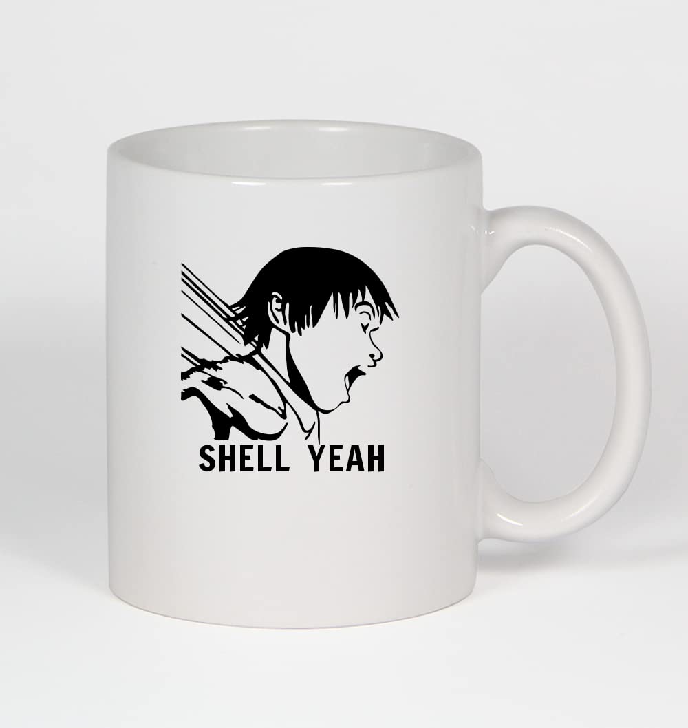 Shell Yeah Anime Ceramic Coffee Mug - 11oz White Japanese Style Cup for Tea, Coffee & Hot Drinks - Perfect Gift for Anime Fans & Home Use