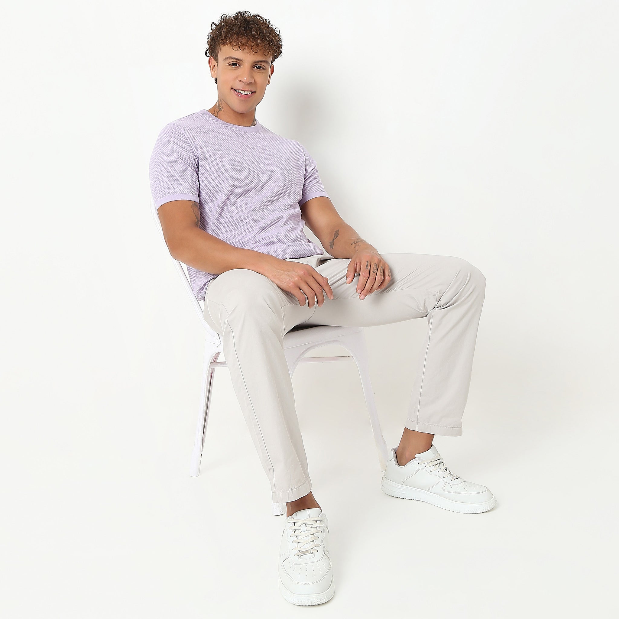 Hand Knit Jersey™ Modern Smart Flat Knit Crew Neck T-Shirt - Soft, Comfortable Regular Fit Cotton Tee for Men | Perfect for Casual Wear, Office & Everyday Outfits