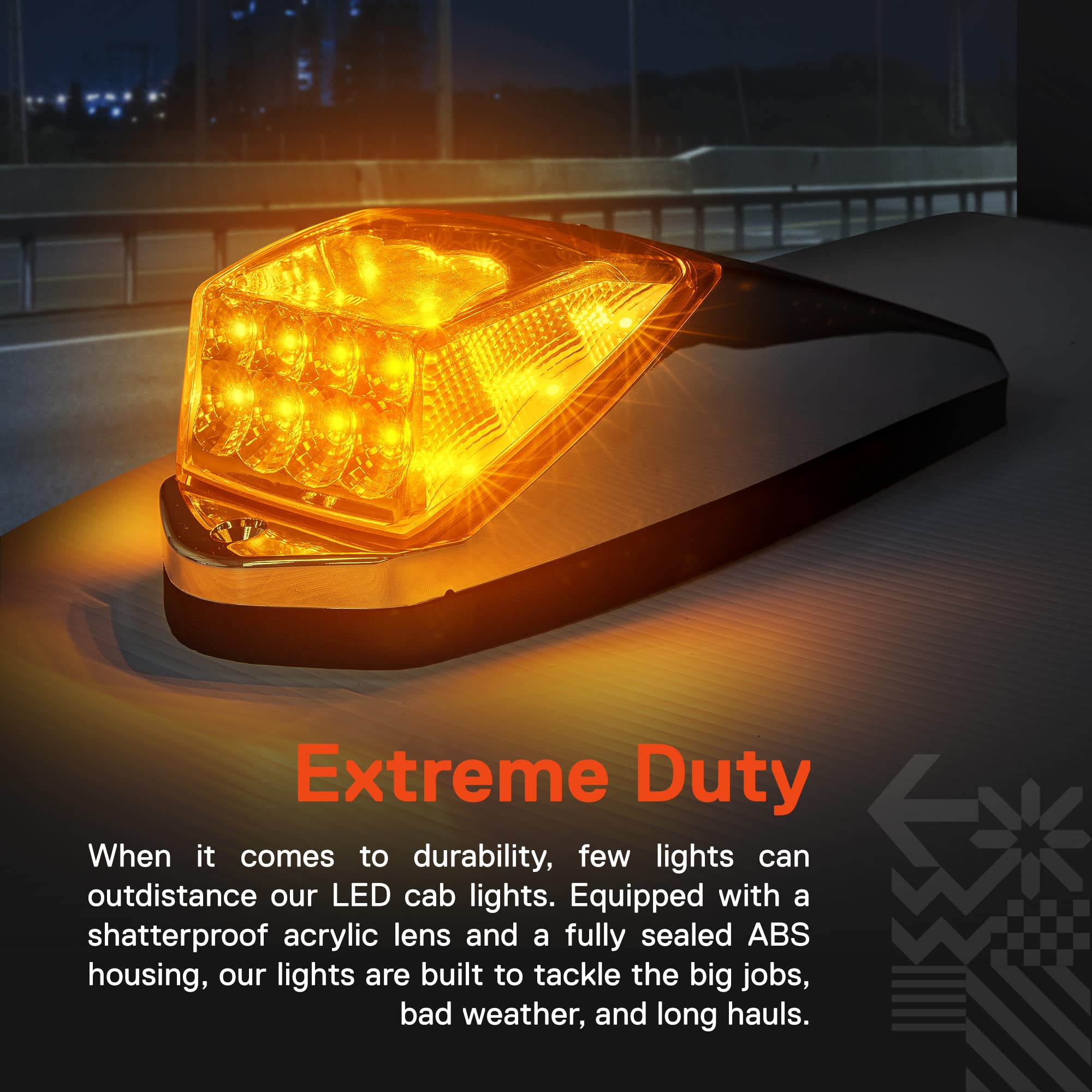 TRUE MODS Amber LED Cab Marker Light Kit for Semi Truck - DOT FMVSS 108 & SAE P2PC Certified, Universal Fit with Reflector Lens, Waterproof Roof Lights for Peterbilt, Freightliner, International, Kenworth, Mack Trucks - Perfect for Night Driving & Enhanced Road Safety