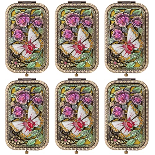 6-Piece Vintage Double-Sided Foldable Portable Makeup Mirror Set - Compact Travel & Vanity Mirror for Home, Travel, and Professional Makeup Artists